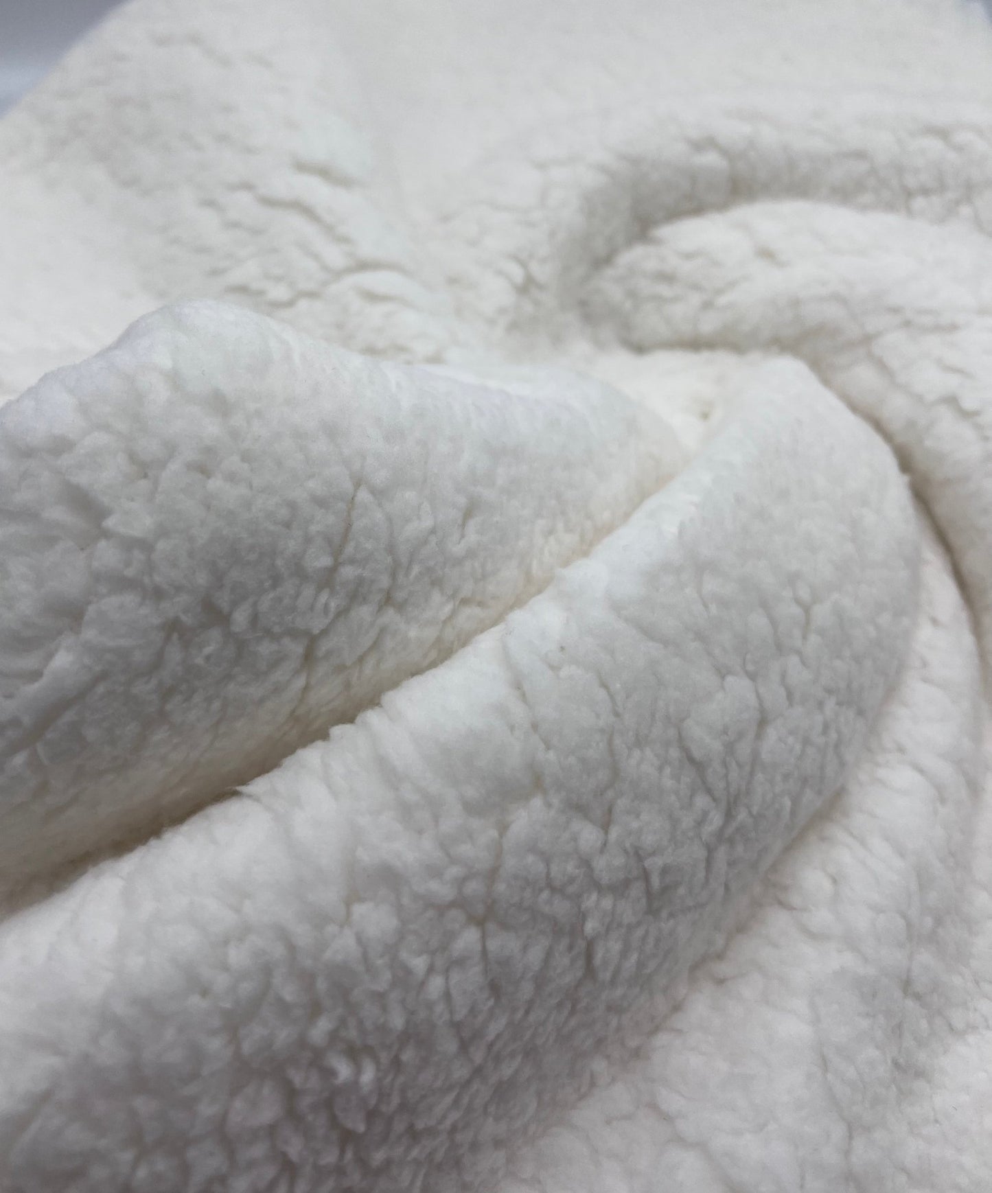 Ivory Sherpa Fleece Fluffy Borg Faux Fur Fabric - T9 Fabrics