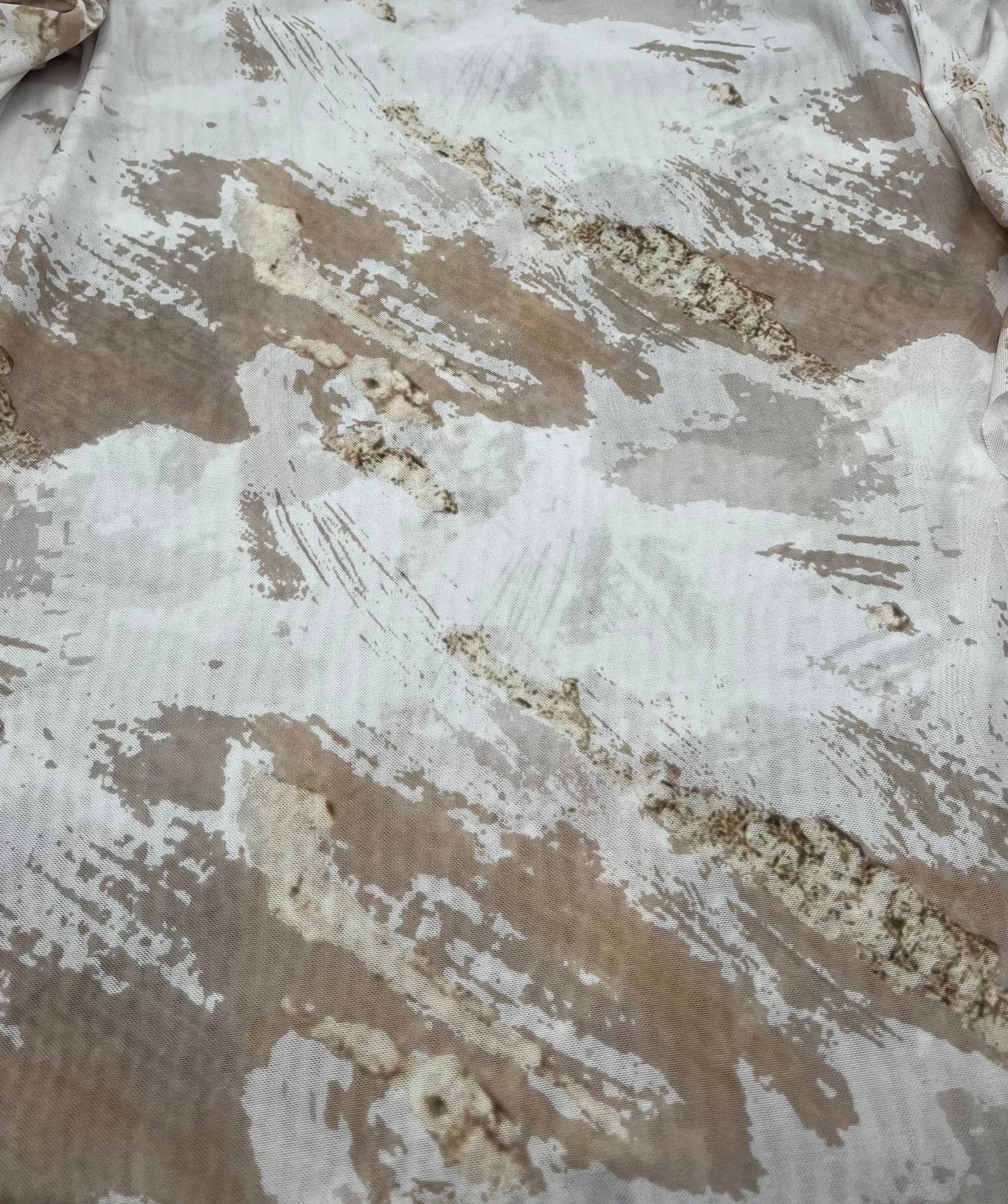 Ivory Stone Marble Effect Print Mesh Fabric Stretch - T9 Fabrics