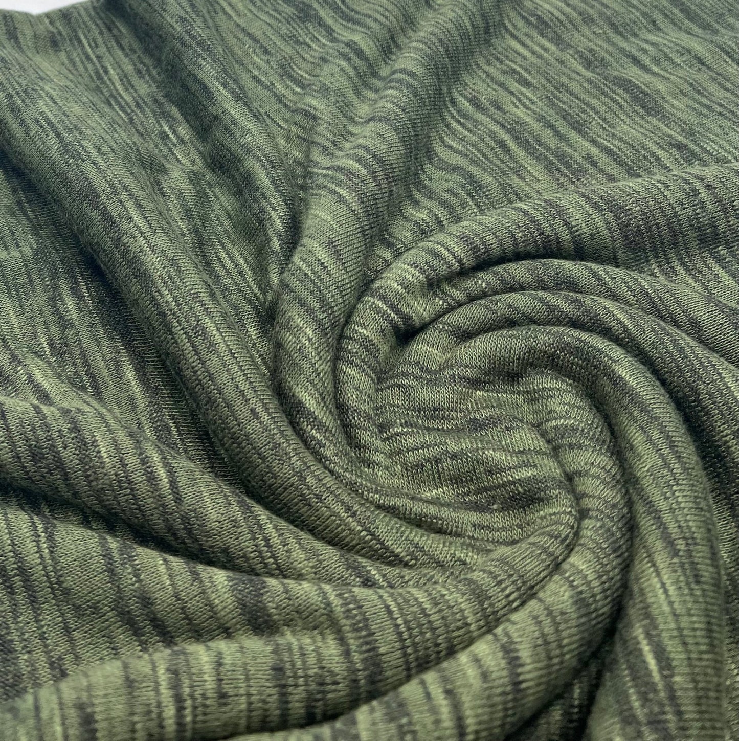 Khaki Black Mix Melange Knit Stretch Fabric - T9 Fabrics