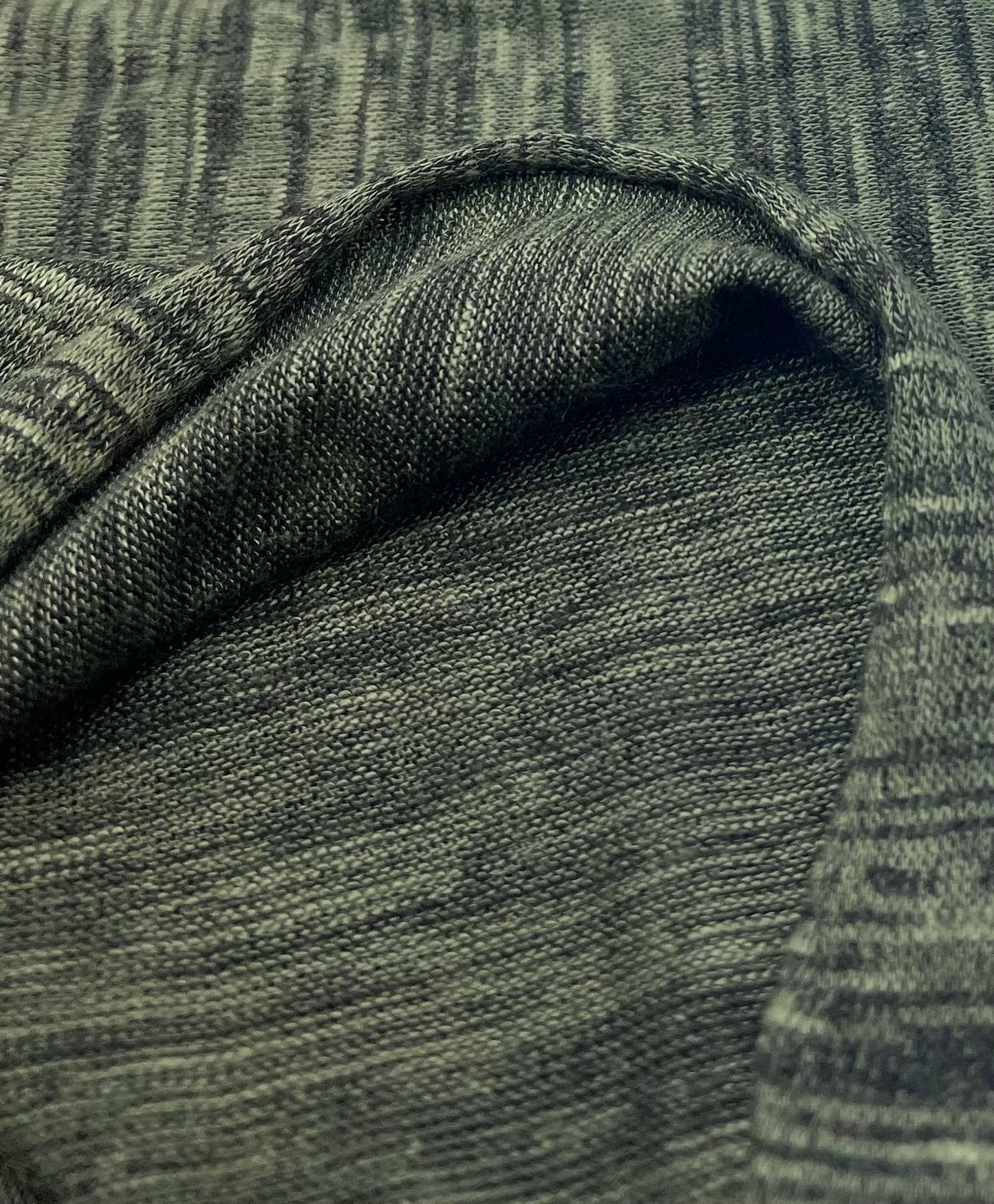 Khaki Black Mix Melange Knit Stretch Fabric - T9 Fabrics