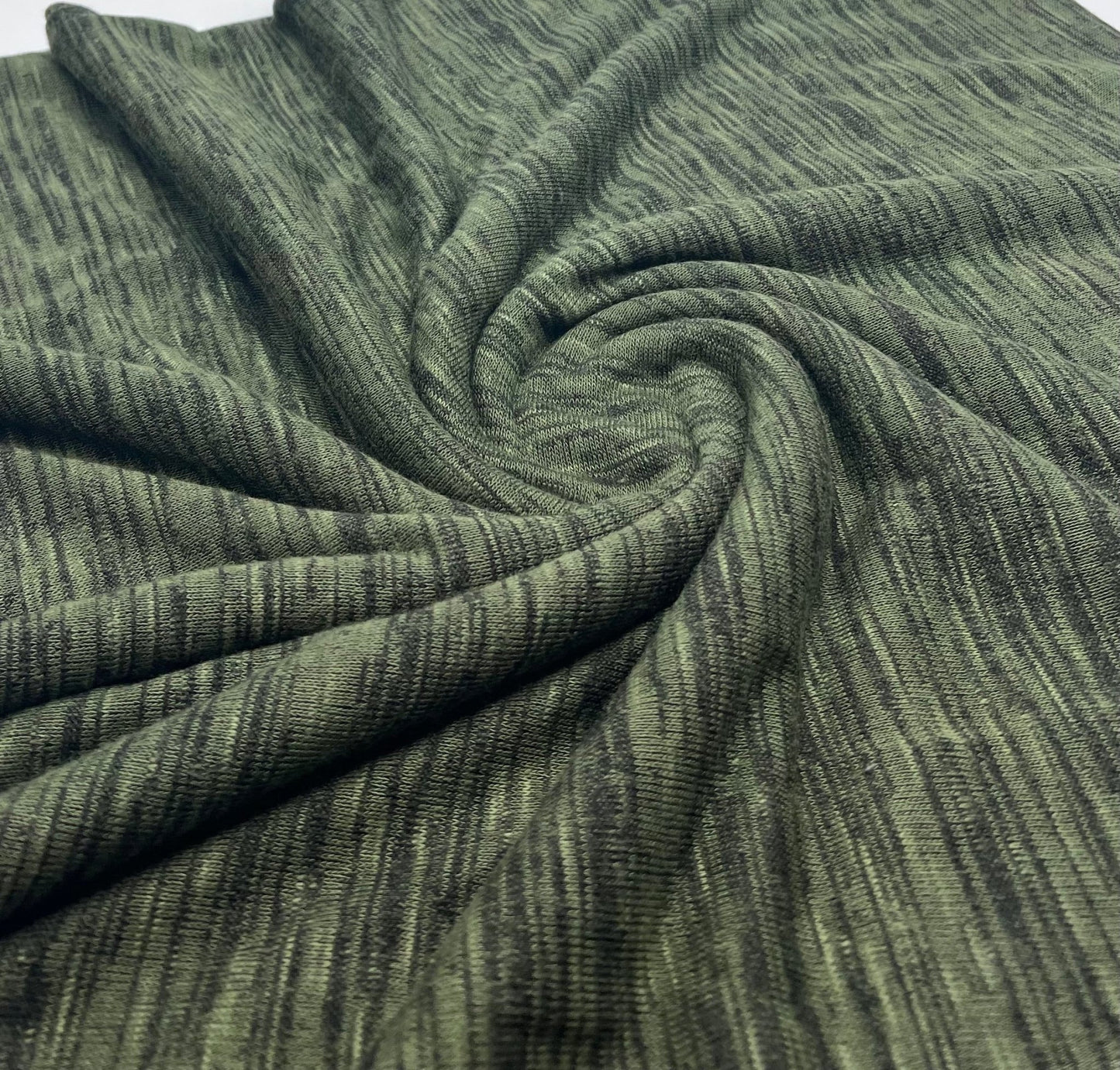 Khaki Black Mix Melange Knit Stretch Fabric - T9 Fabrics