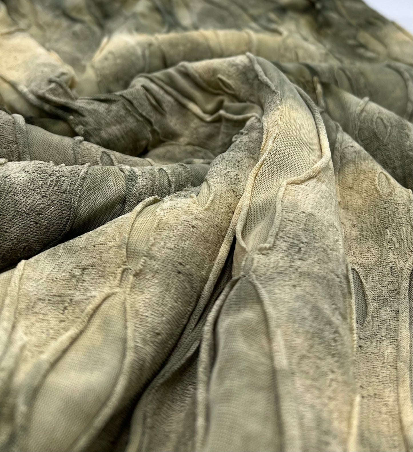 Khaki Camo Distress Textured 2 Way Stretch Fabric - T9 Fabrics