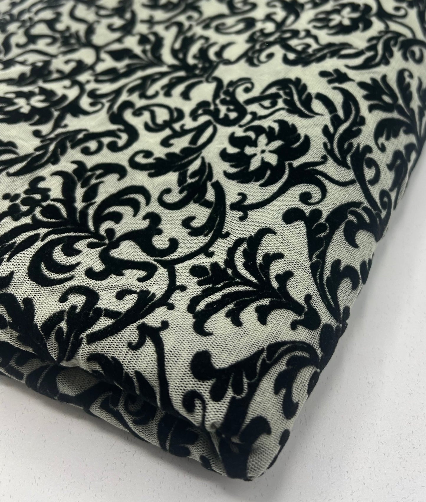 Khaki Green Embossed Flocked Mesh Fabric 2 Way Stretch - T9 Fabrics