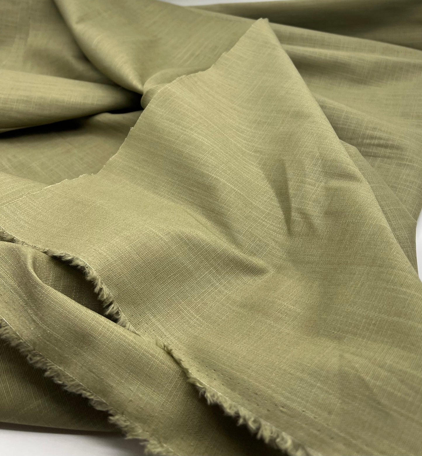 Khaki Green Lightweight Cotton/Linen Linen Fabric 150GSM - T9 Fabrics
