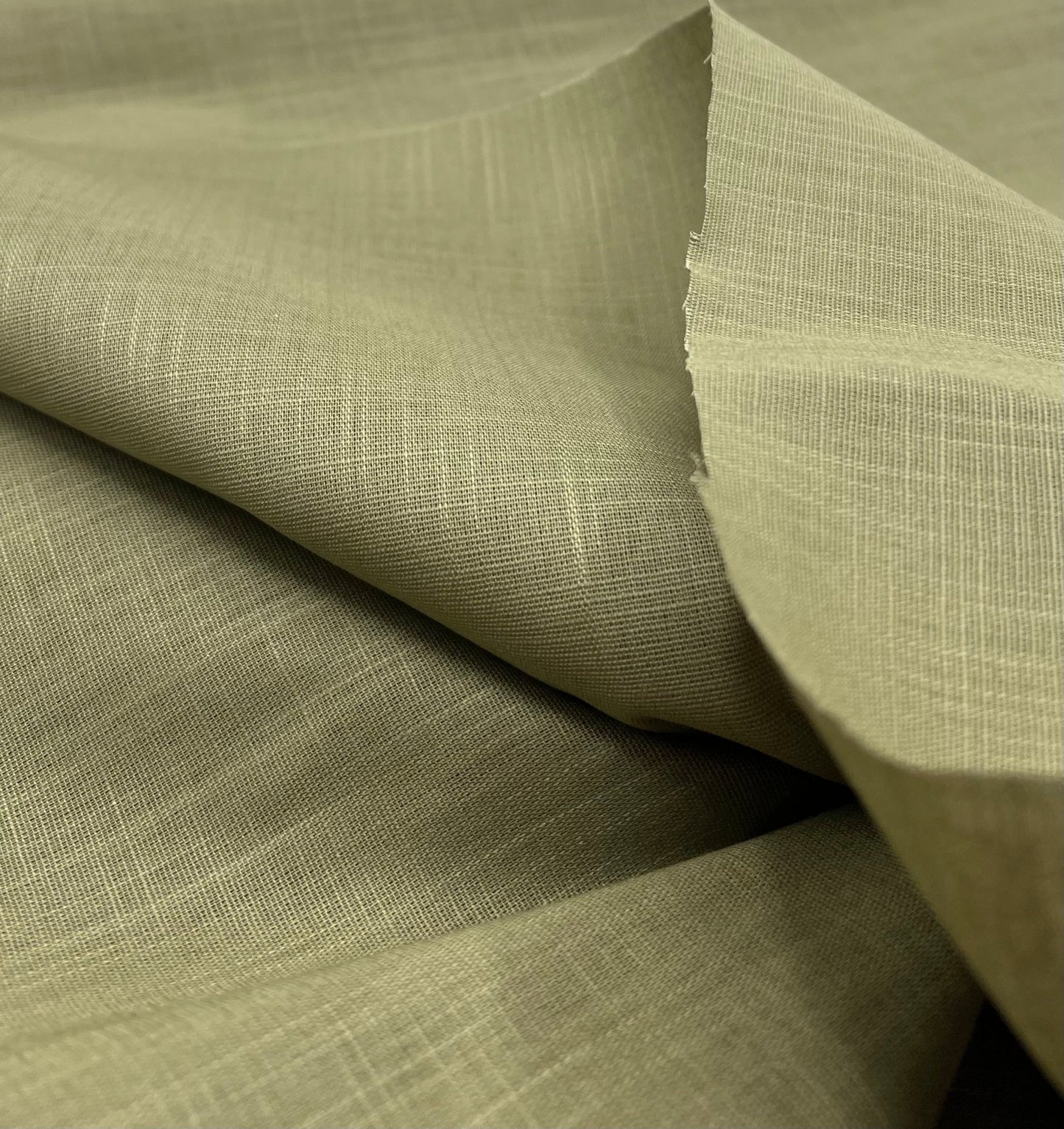 Khaki Green Lightweight Cotton/Linen Linen Fabric 150GSM - T9 Fabrics
