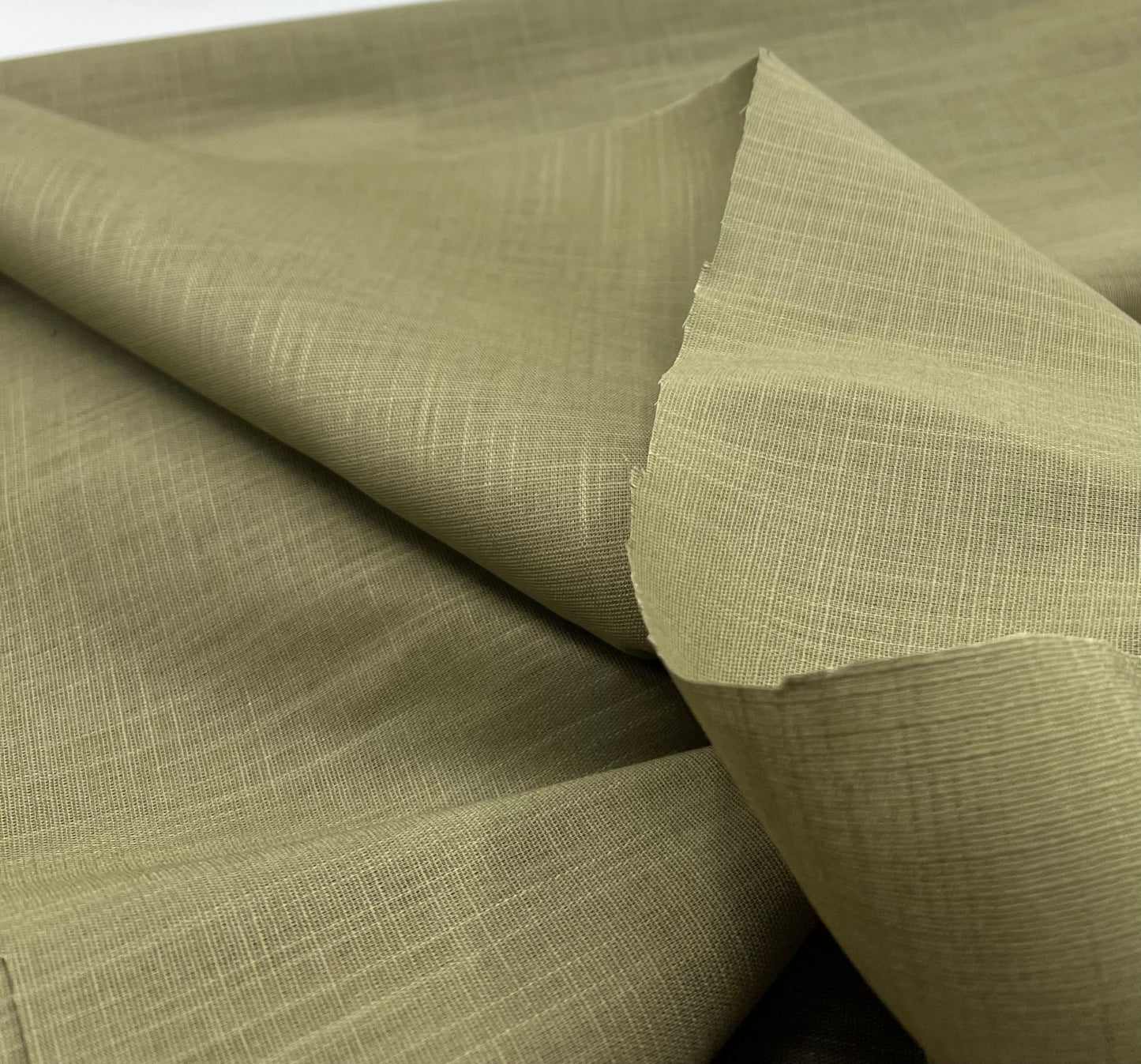 Khaki Green Lightweight Cotton/Linen Linen Fabric 150GSM - T9 Fabrics