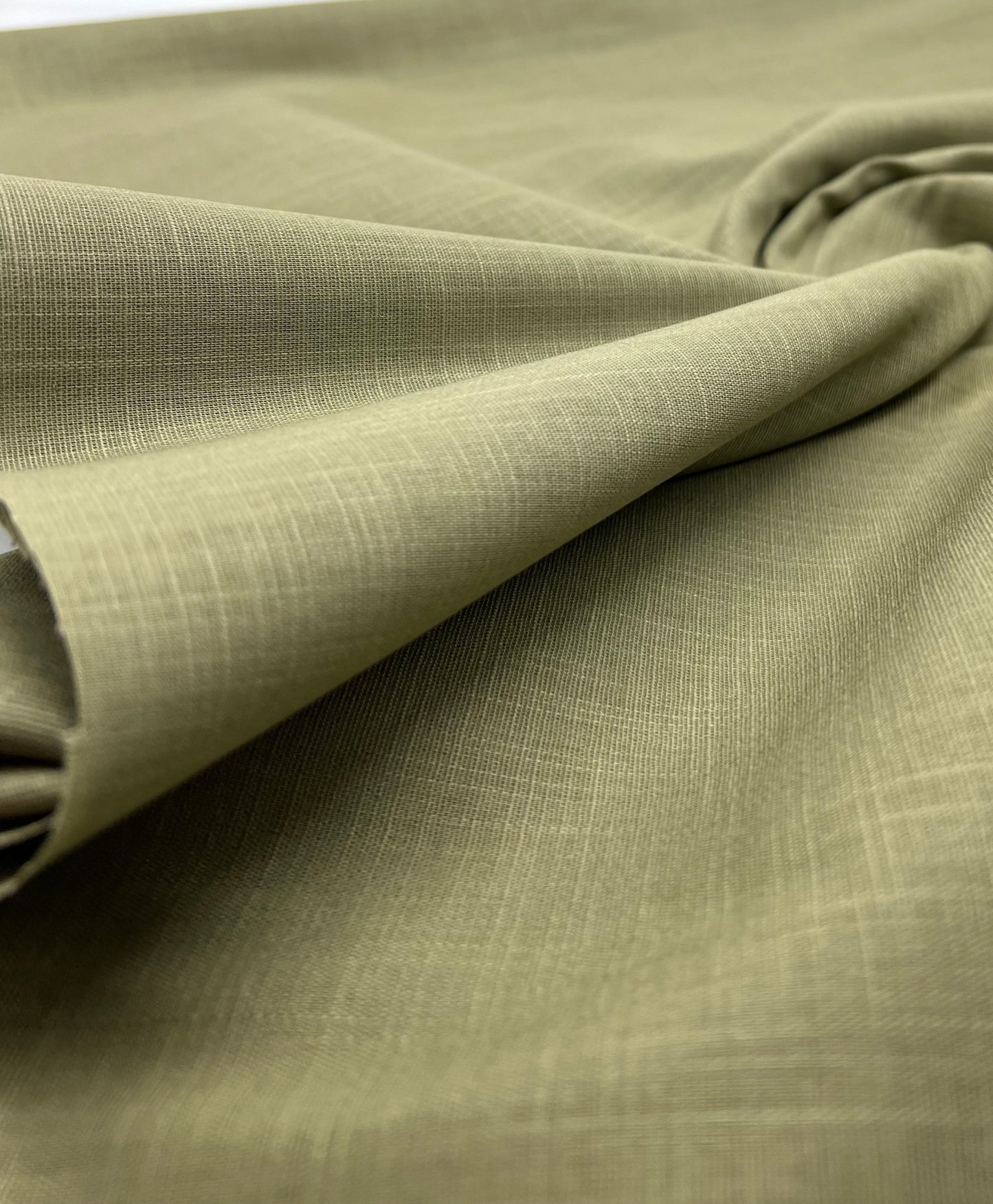 Khaki Green Lightweight Cotton/Linen Linen Fabric 150GSM - T9 Fabrics