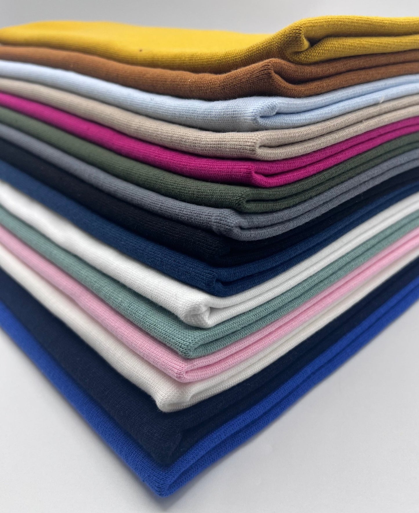 Khaki Jersey Cuffing Ribbing Fabric 270 GSM Cotton Knit 70cm Wide - T9 Fabrics