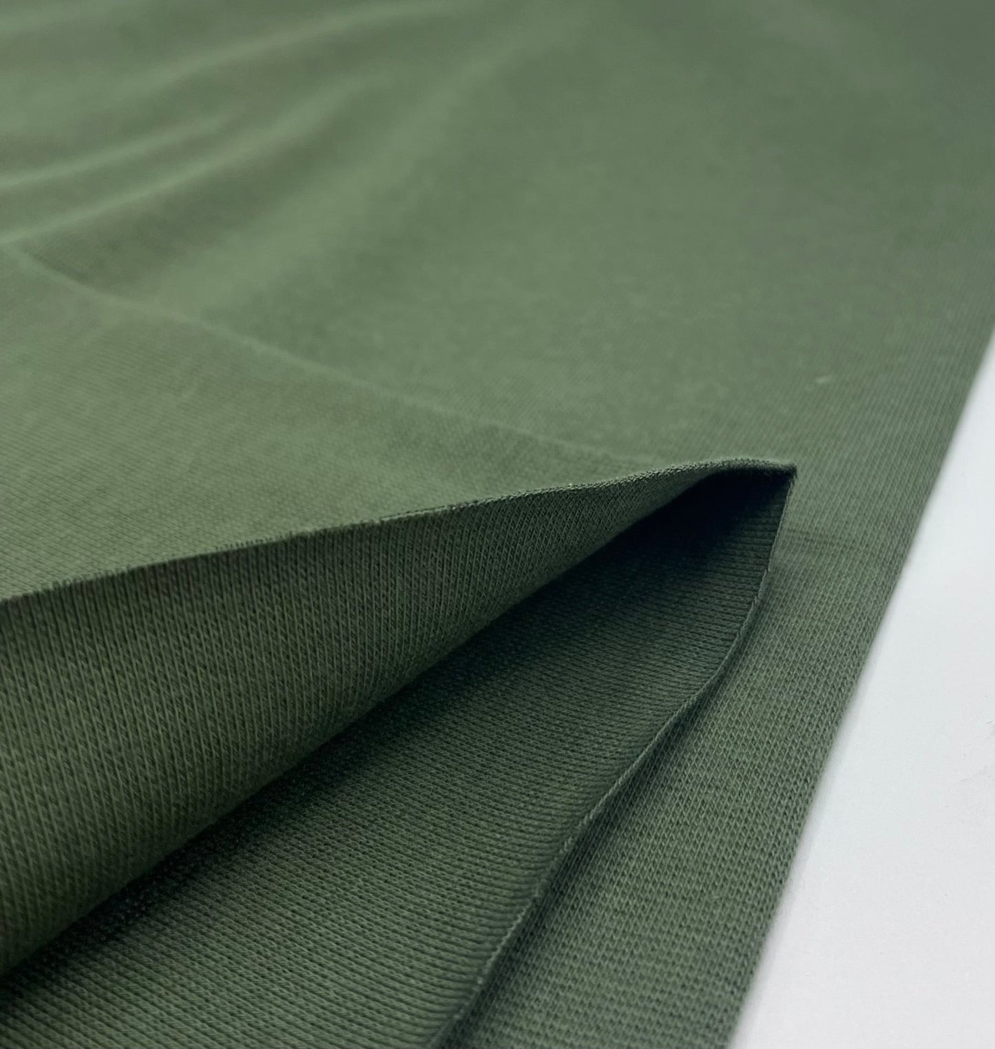 Khaki Jersey Cuffing Ribbing Fabric 270 GSM Cotton Knit 70cm Wide - T9 Fabrics