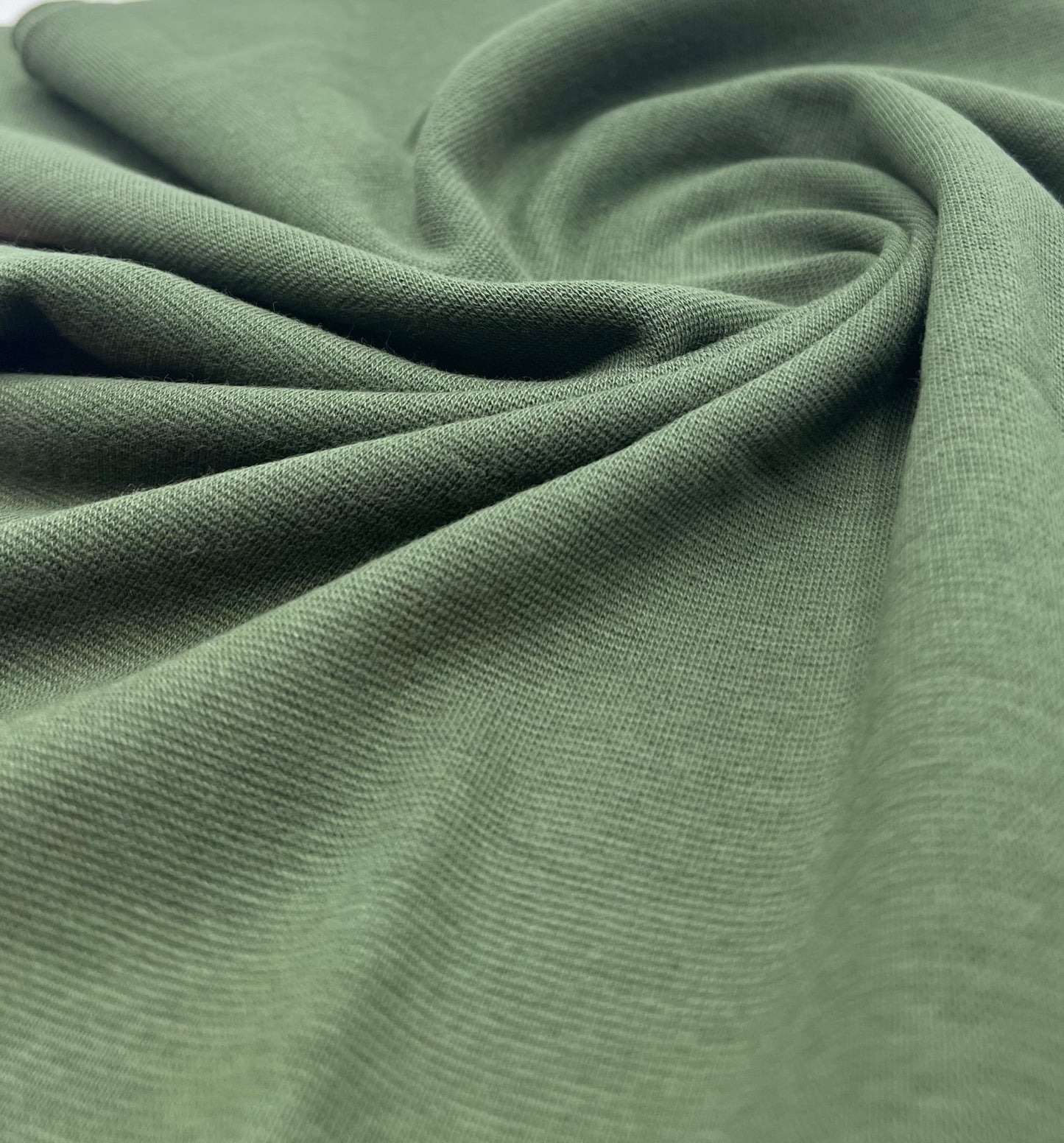 Khaki Jersey Cuffing Ribbing Fabric 270 GSM Cotton Knit 70cm Wide - T9 Fabrics