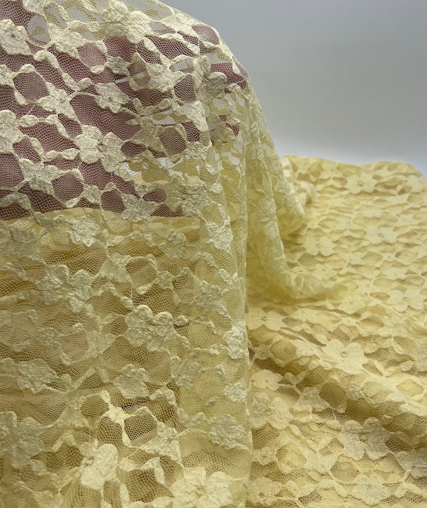 Lemon Floral Lace Fabric Stretch - T9 Fabrics