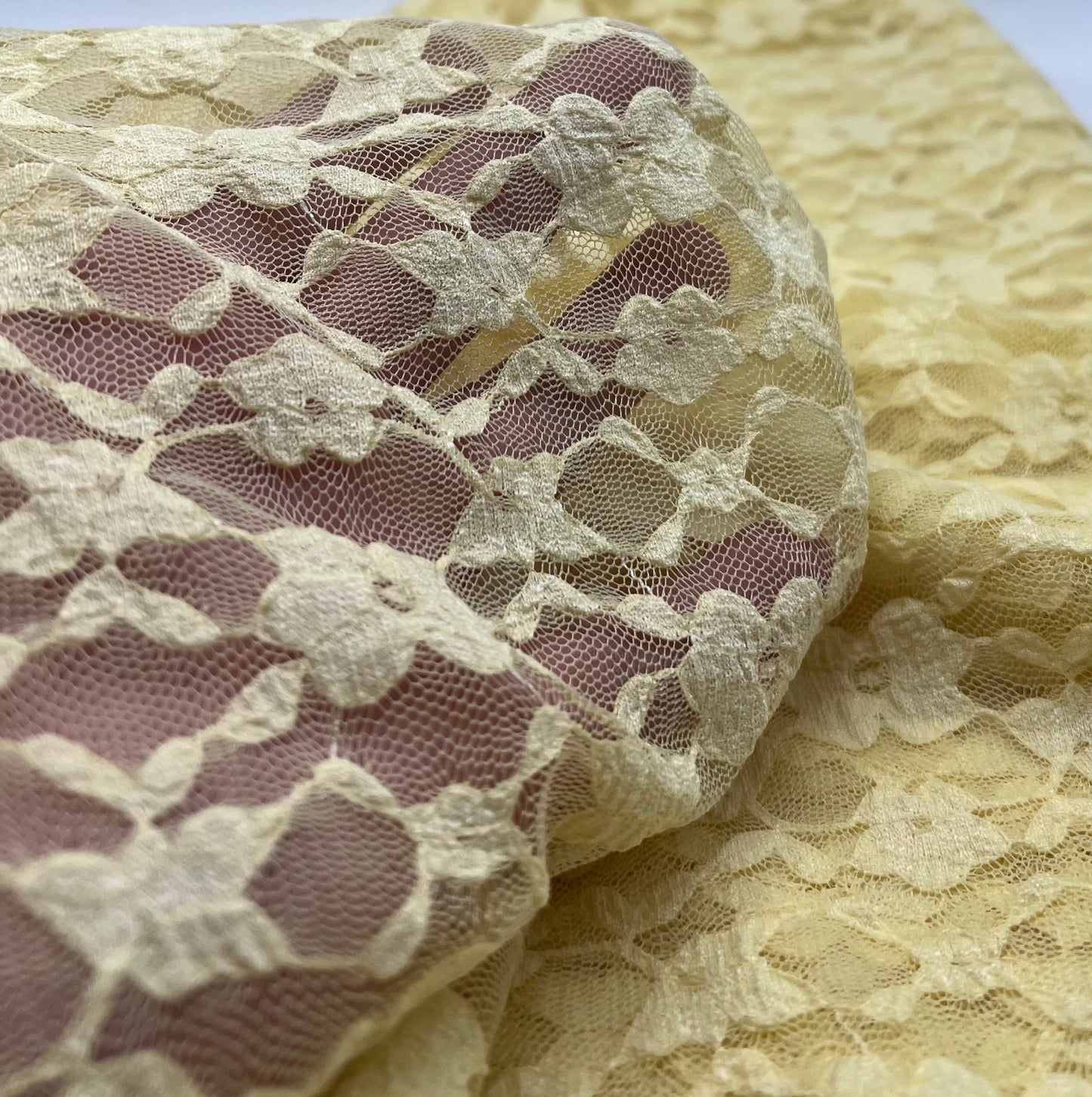 Lemon Floral Lace Fabric Stretch - T9 Fabrics
