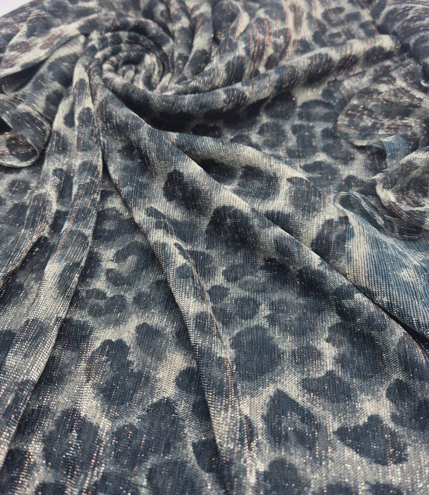 Leopard Shimmer Shiny Print Mesh Fabric Stretch - T9 Fabrics