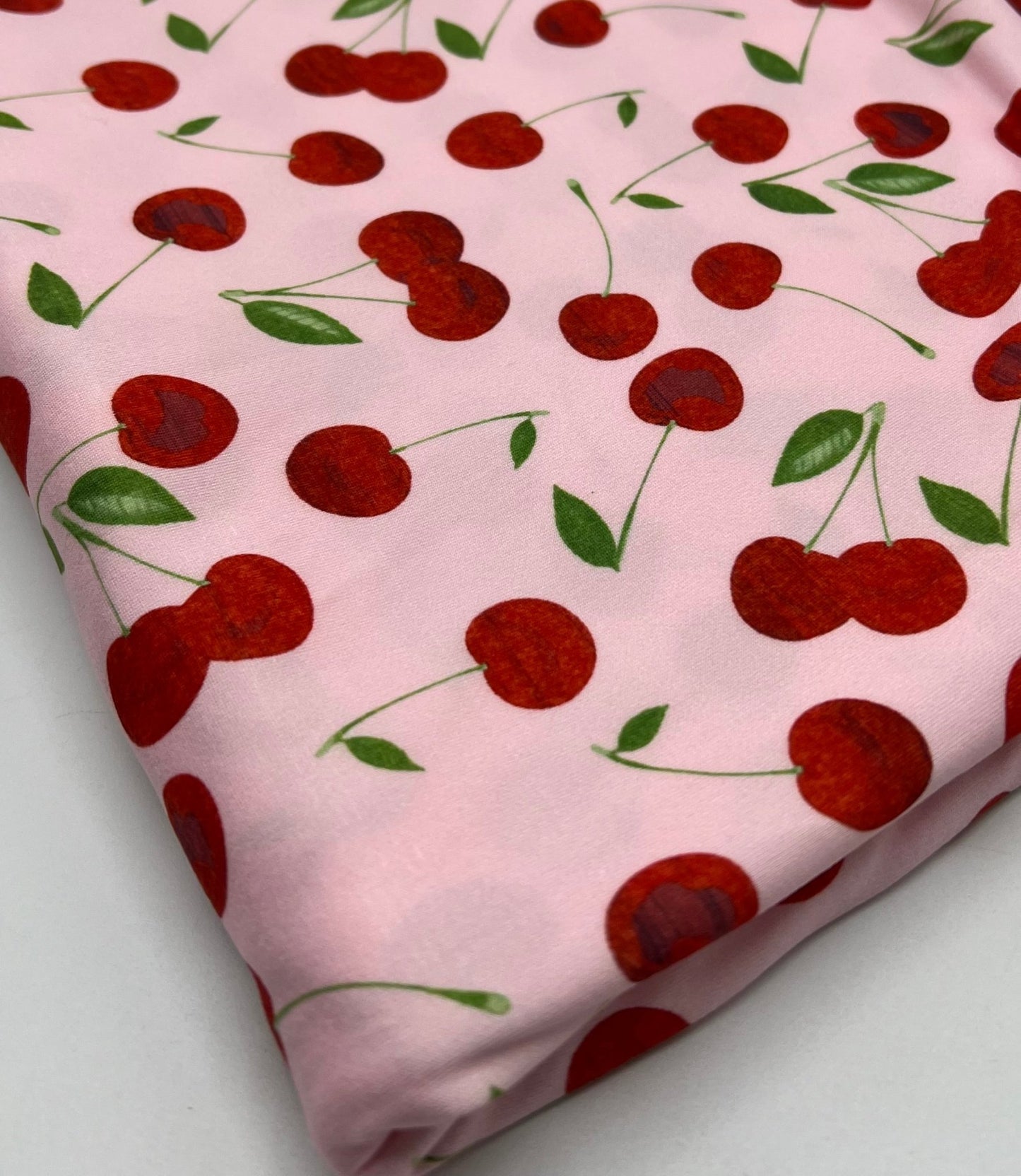 Light Baby Pink Cherry Super Soft Print Spun Poly Stretch Fabric - T9 Fabrics