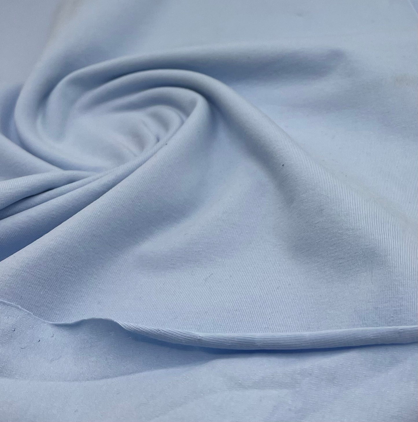 Light Blue Cotton Stretch Jersey 240 GSM 92/8 Lycra 4 Way Stretch - T9 Fabrics