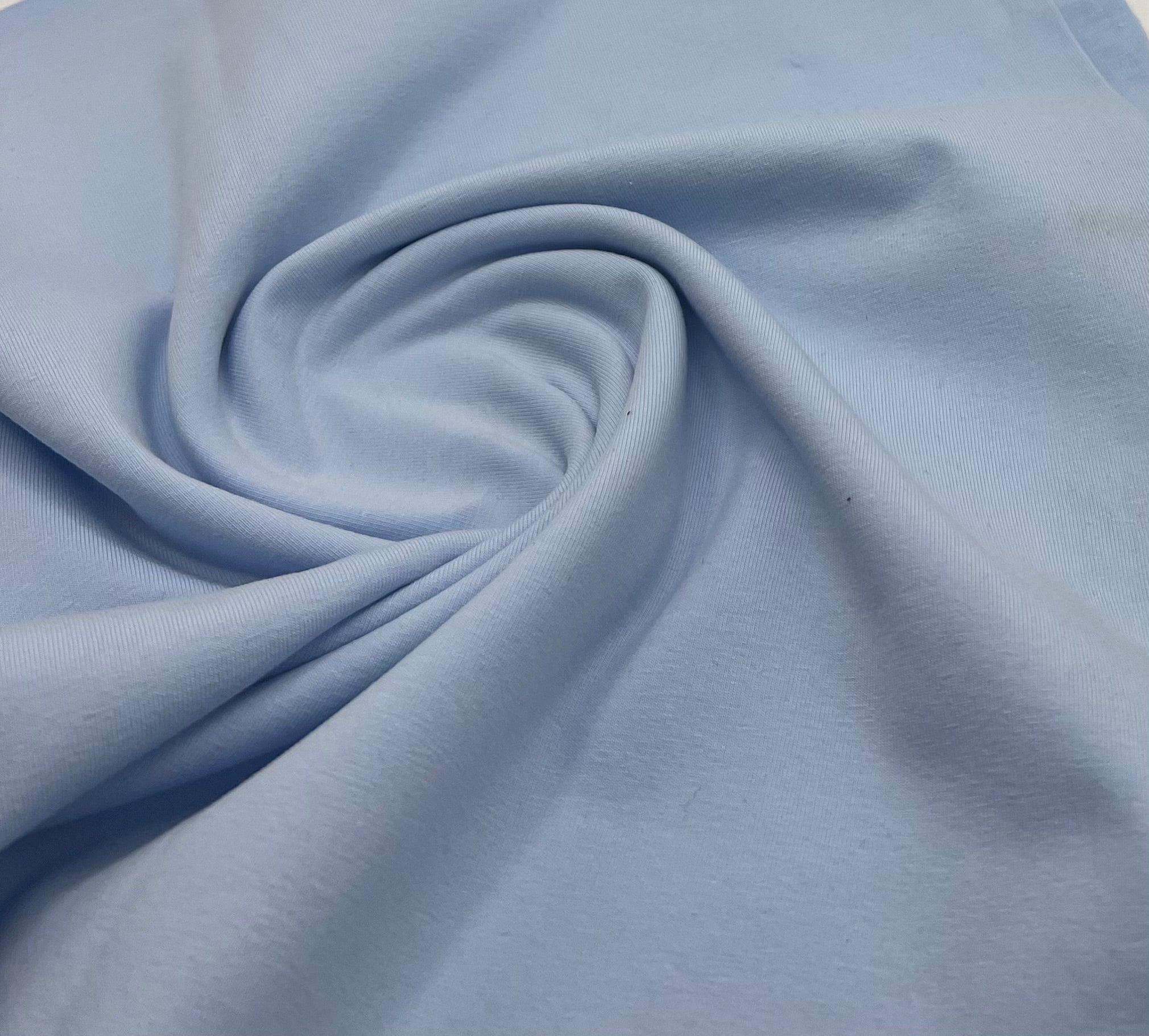 Light Blue Cotton Stretch Jersey 240 GSM 92/8 Lycra 4 Way Stretch - T9 Fabrics
