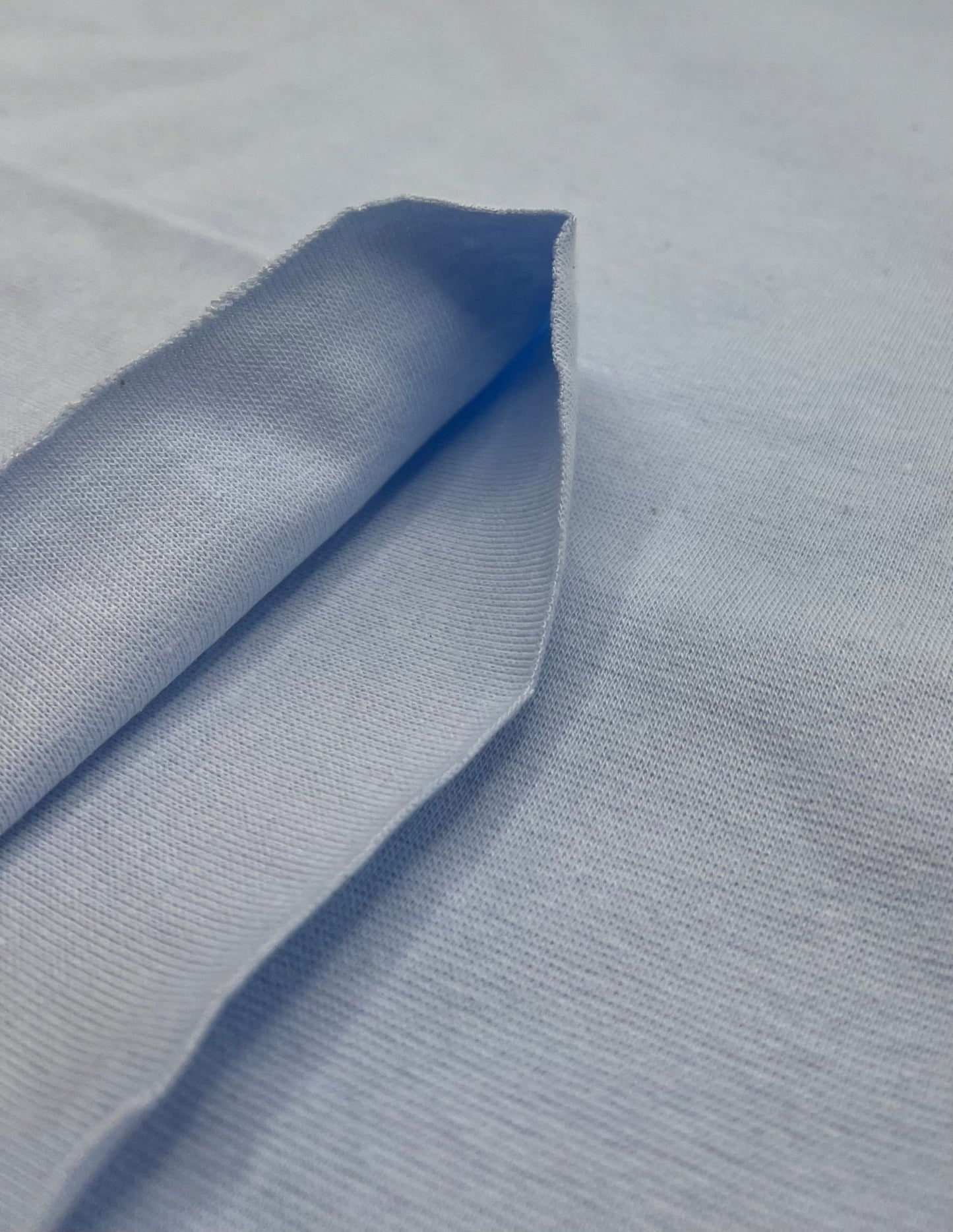 Light Blue Jersey Cuffing Ribbing Fabric 270 GSM Cotton Knit 70cm Wide - T9 Fabrics
