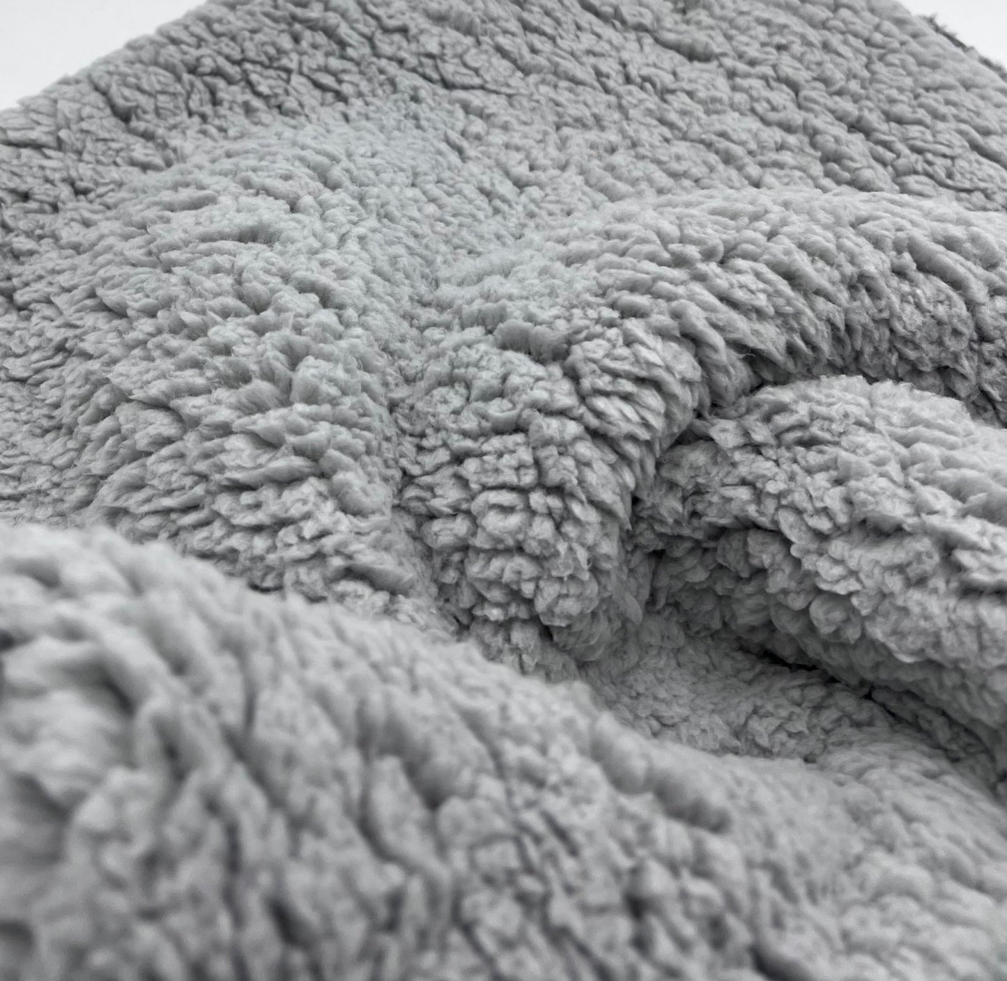 Light Grey Sherpa Fleece Fluffy Borg Faux Fur Fabric - T9 Fabrics