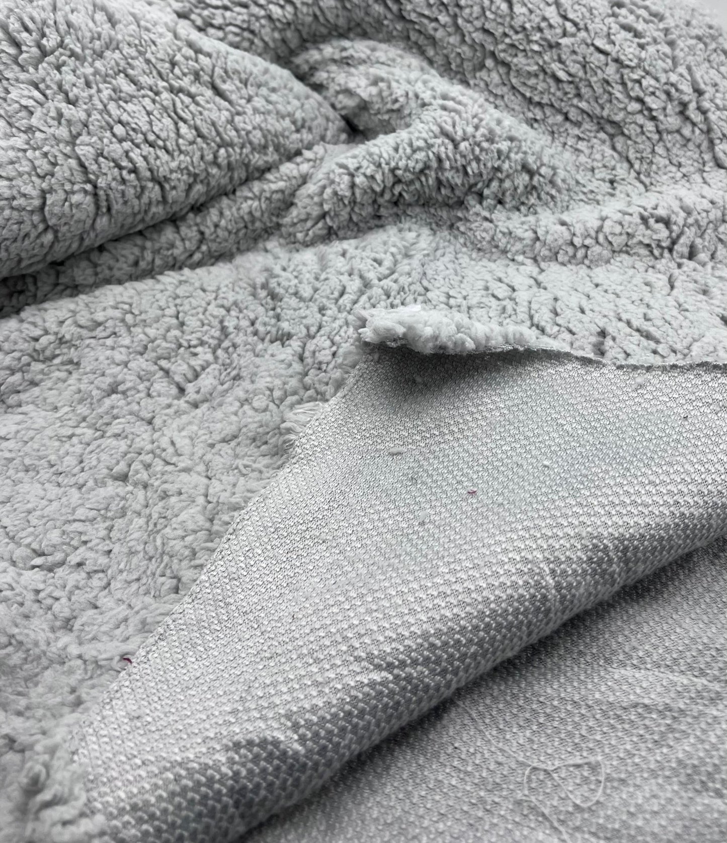 Light Grey Sherpa Fleece Fluffy Borg Faux Fur Fabric - T9 Fabrics