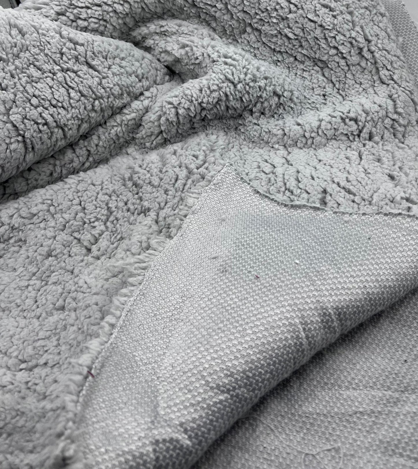 Light Grey Sherpa Fleece Fluffy Borg Faux Fur Fabric - T9 Fabrics