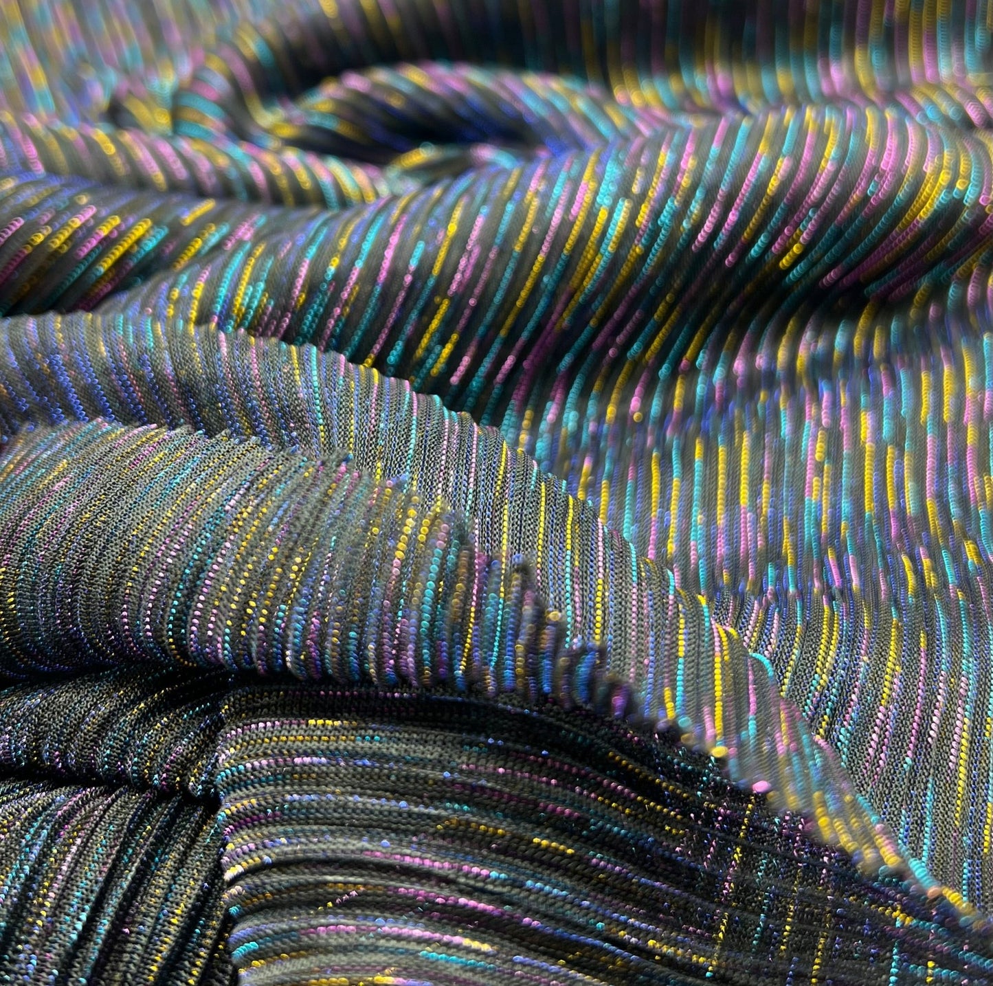 Lightweight Shiny Multi Thread Plisse Pleated Stretch Fabric - T9 Fabrics