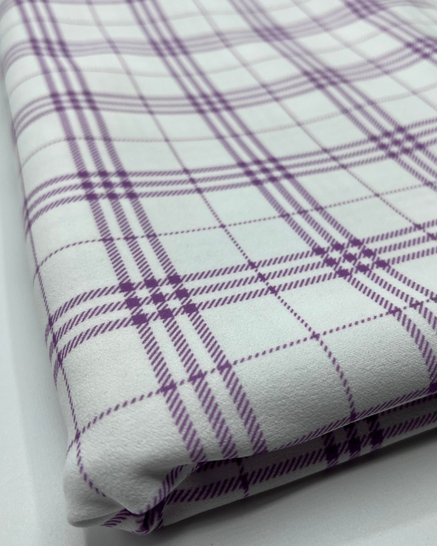 Lilac Check Printed Scuba Crepe Jersey Fabric 4 Way Stretch - T9 Fabrics