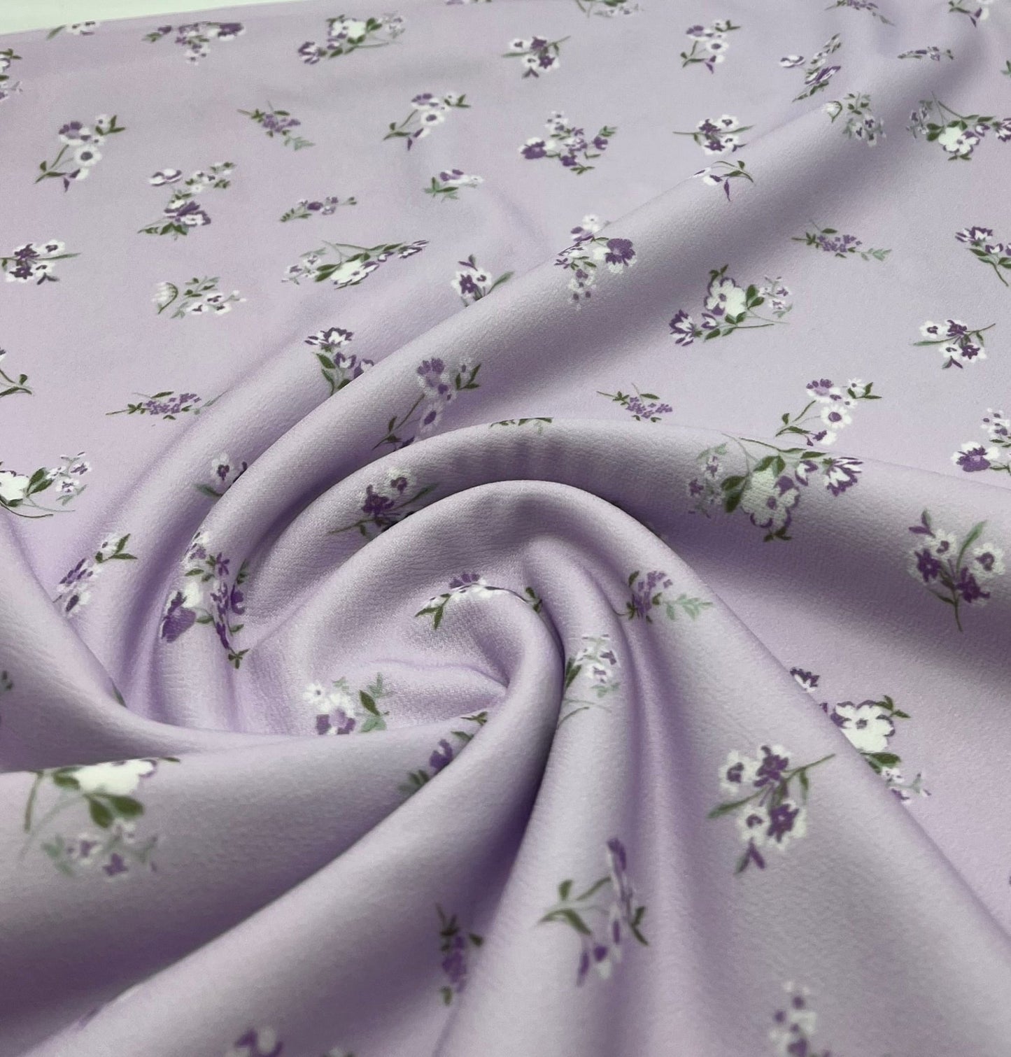 Lilac Ditsy Floral Print Lightweight Jersey Crepe Fabric 4 Way Stretch - T9 Fabrics
