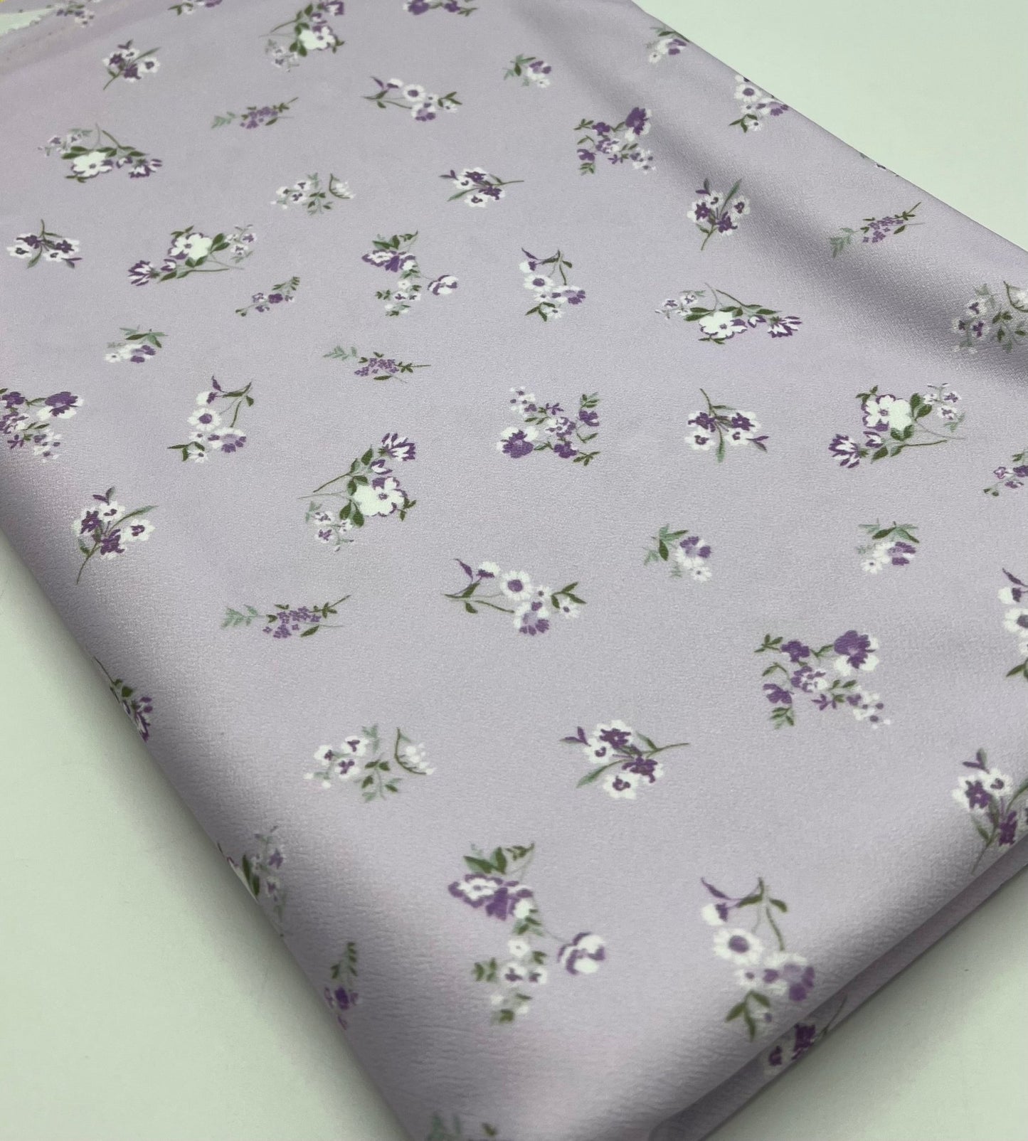 Lilac Ditsy Floral Print Lightweight Jersey Crepe Fabric 4 Way Stretch - T9 Fabrics