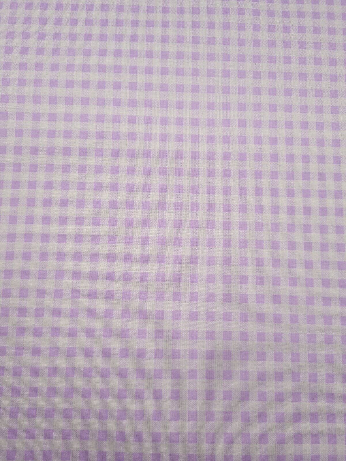 Lilac Gingham Print Spun Poly Stretch Fabric - T9 Fabrics