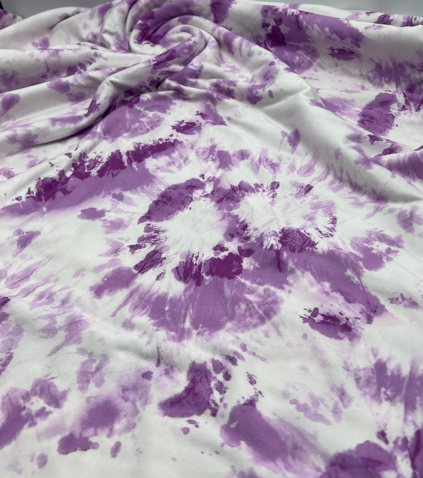 Lilac Pink Tie Print Super Soft Spun Poly Stretch Fabric - T9 Fabrics