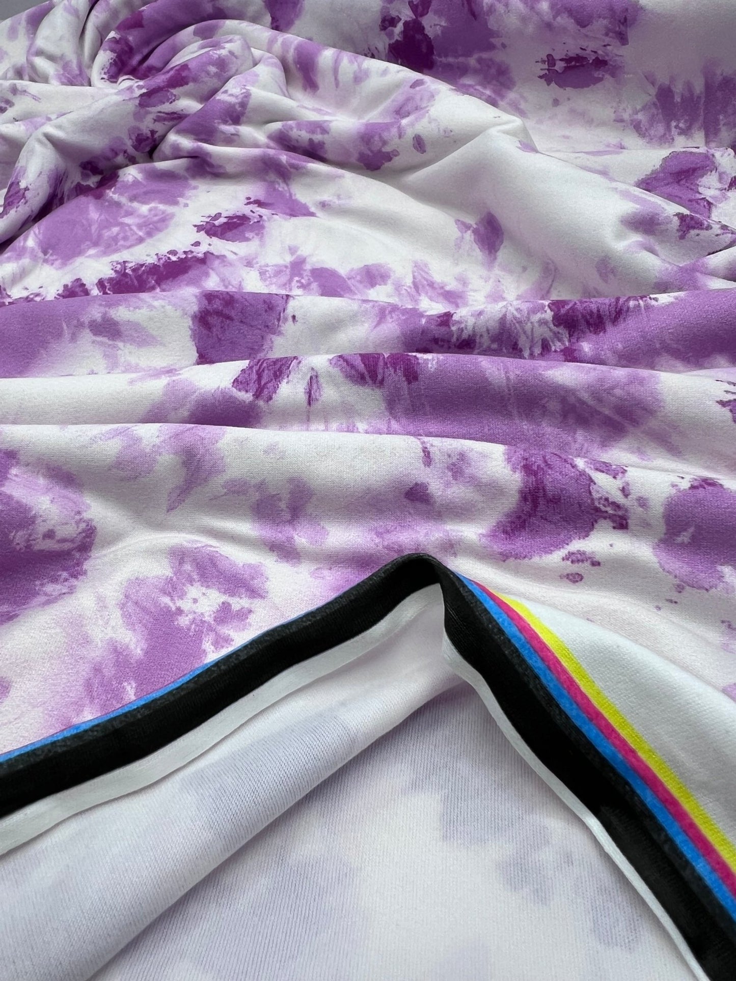 Lilac Pink Tie Print Super Soft Spun Poly Stretch Fabric - T9 Fabrics