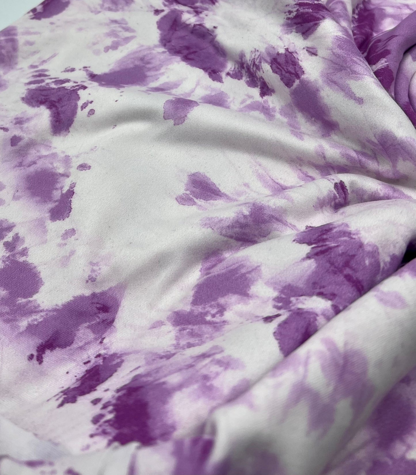 Lilac Pink Tie Print Super Soft Spun Poly Stretch Fabric - T9 Fabrics