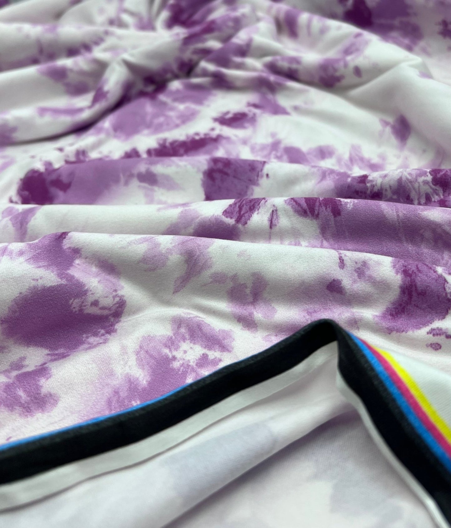 Lilac Pink Tie Print Super Soft Spun Poly Stretch Fabric - T9 Fabrics