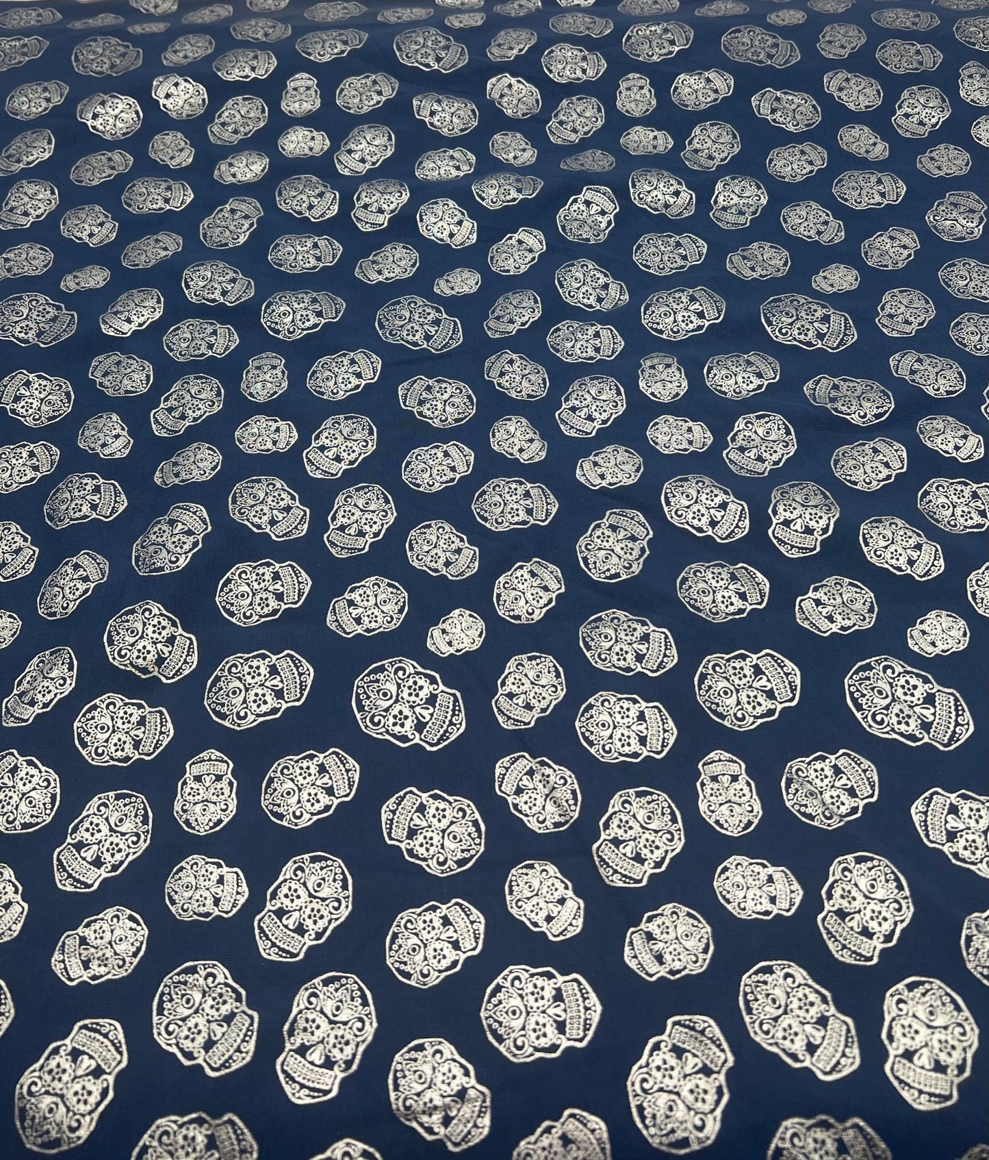 Metallic Skulls Cotton Stretch Jersey 200 GSM 95/5 Lycra 4 Way Stretch - T9 Fabrics