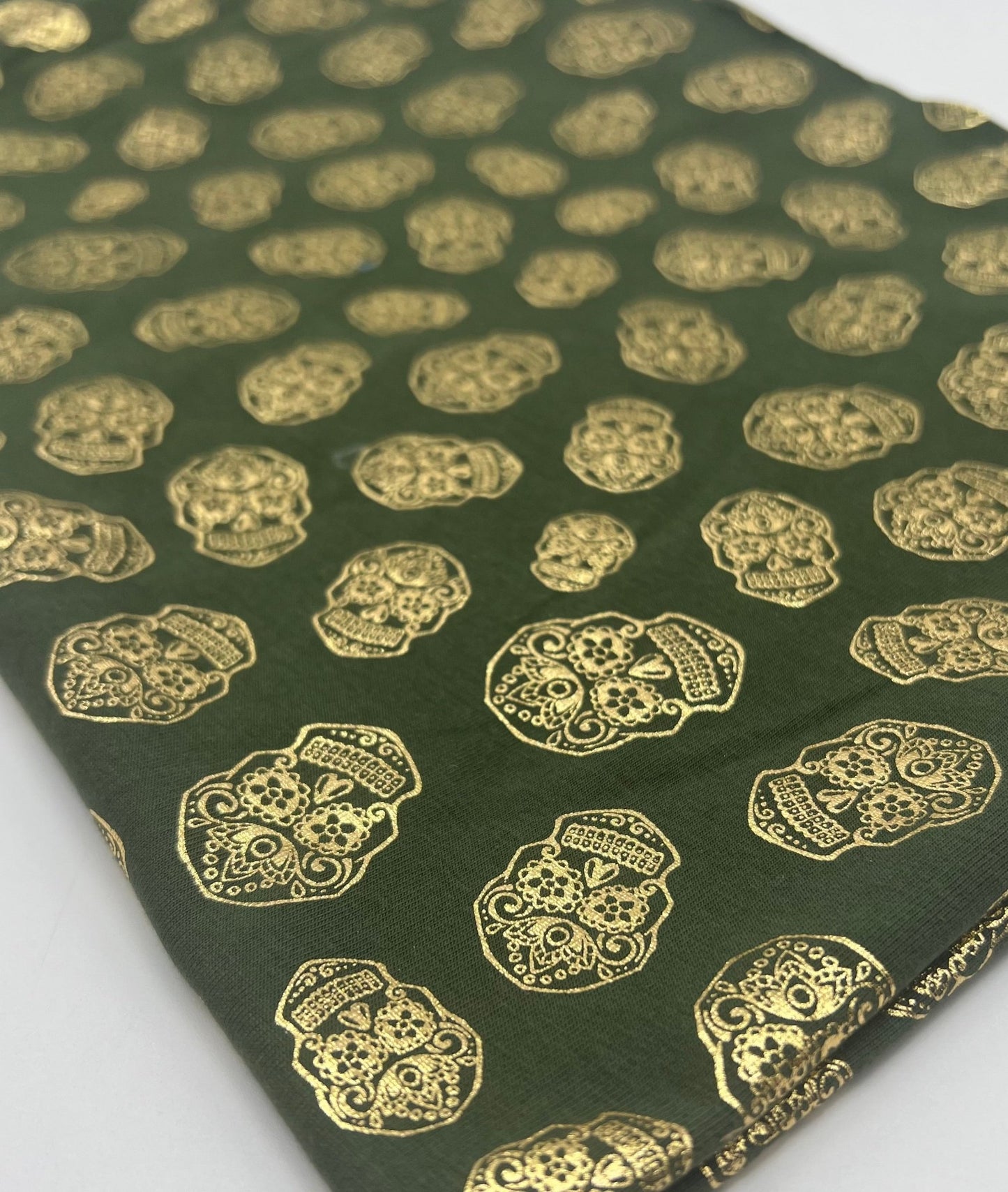 Metallic Skulls Cotton Stretch Jersey 200 GSM 95/5 Lycra 4 Way Stretch - T9 Fabrics