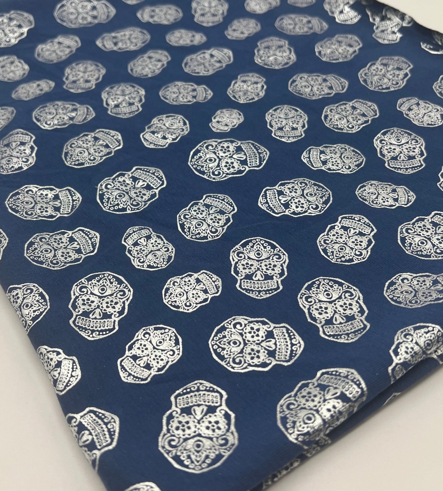 Metallic Skulls Cotton Stretch Jersey 200 GSM 95/5 Lycra 4 Way Stretch - T9 Fabrics