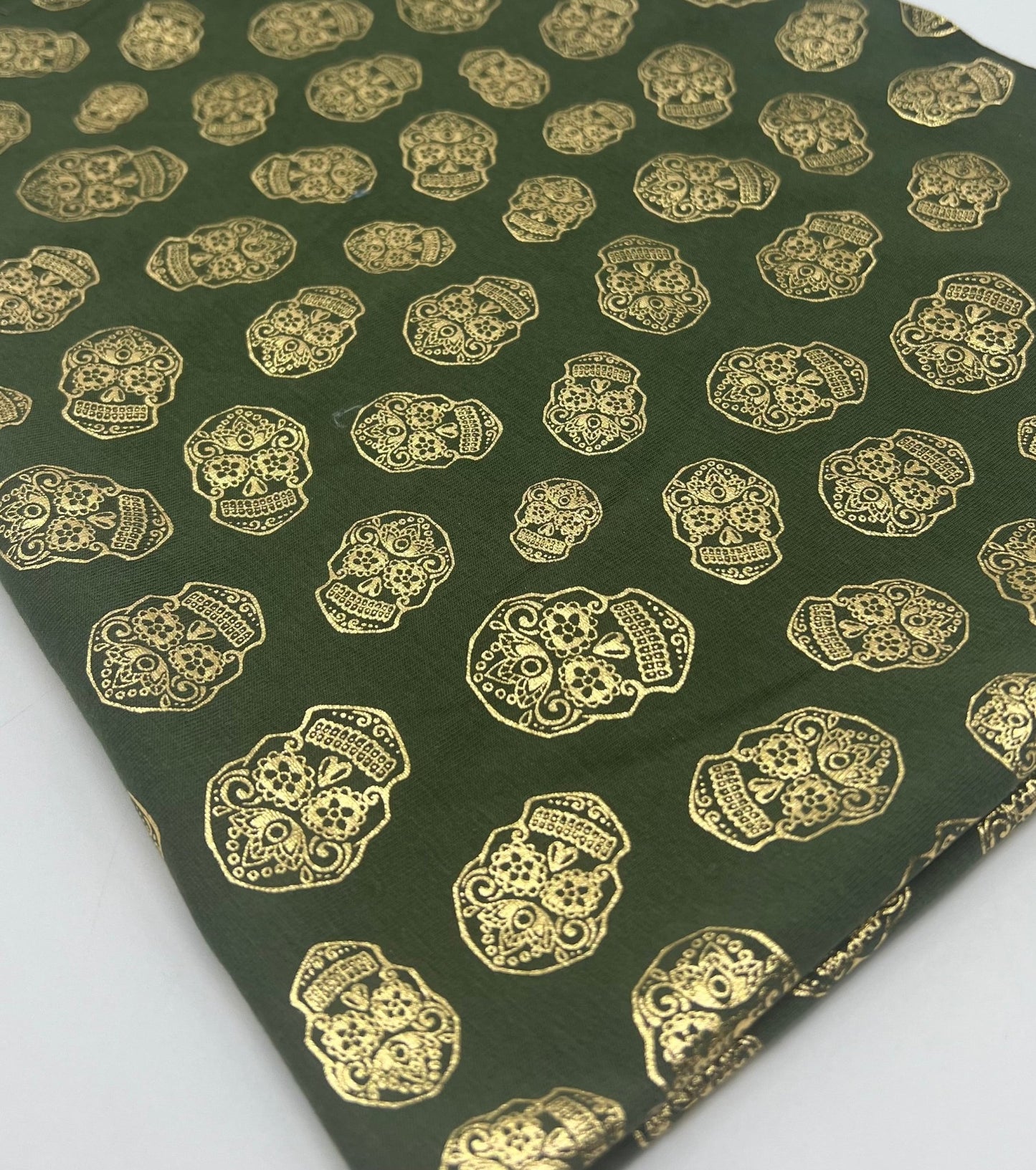 Metallic Skulls Cotton Stretch Jersey 200 GSM 95/5 Lycra 4 Way Stretch - T9 Fabrics