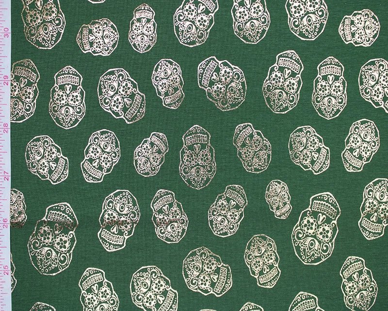 Metallic Skulls Cotton Stretch Jersey 200 GSM 95/5 Lycra 4 Way Stretch - T9 Fabrics