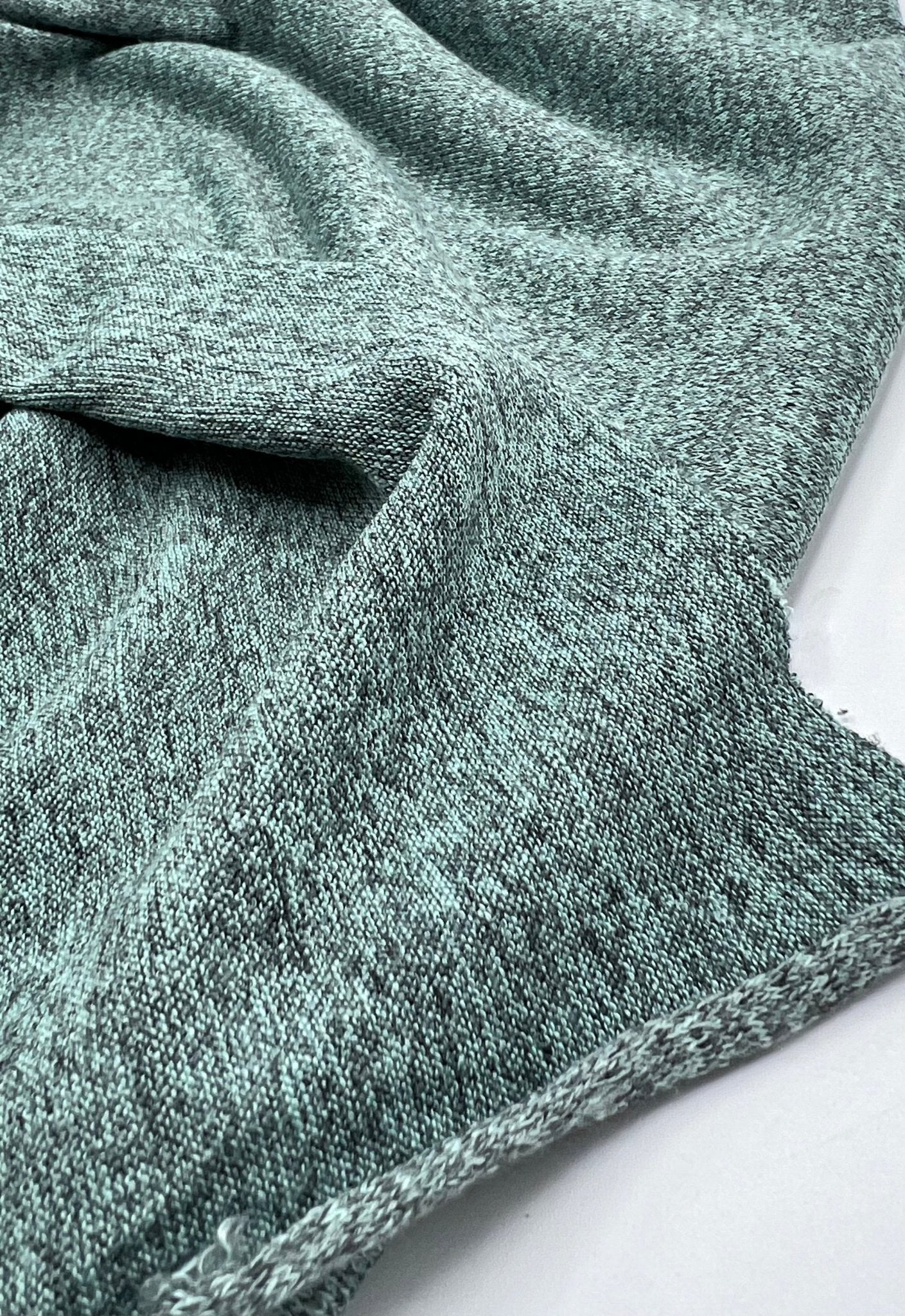 Mint Green Melange Knit Stretch Fabric - T9 Fabrics