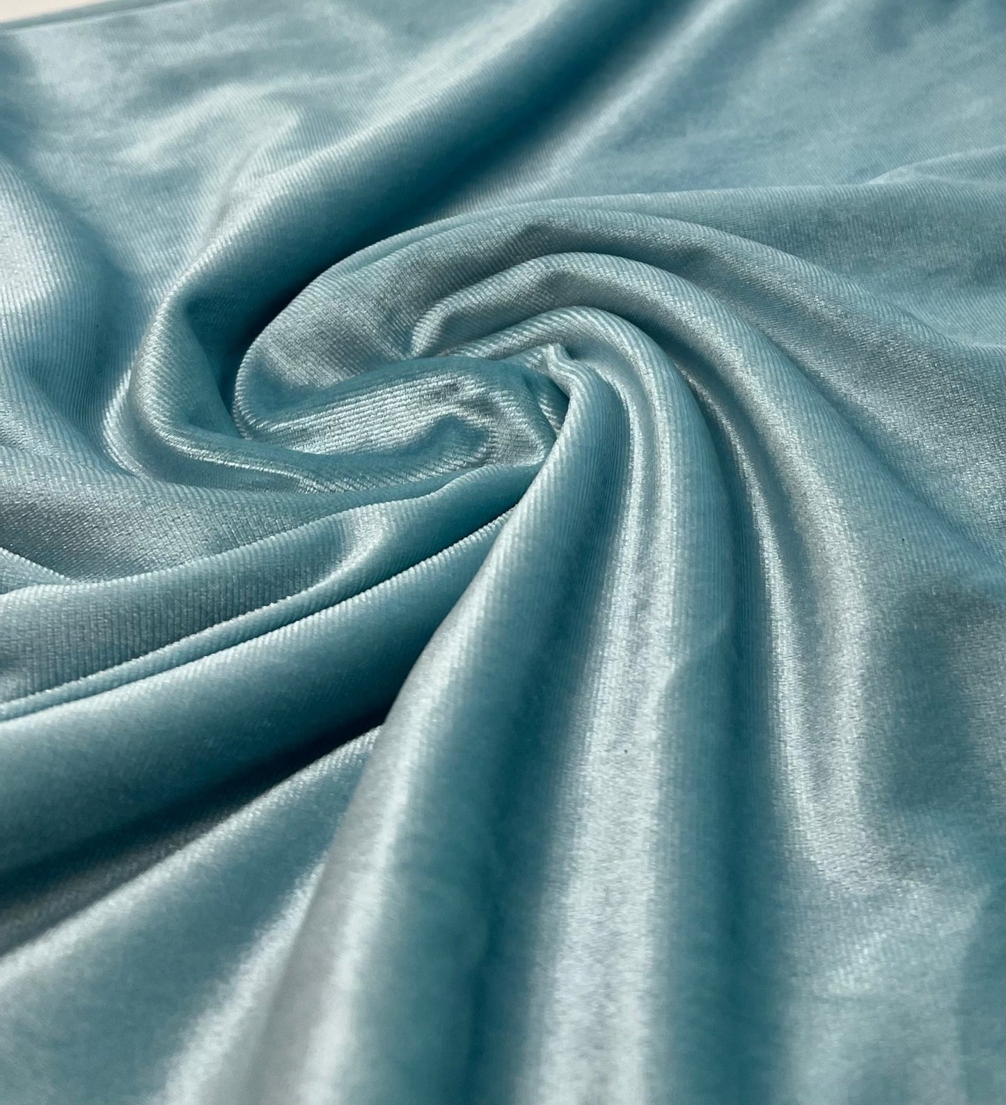 Mint Green Plain Velour Spandex Stretch Fabric - T9 Fabrics