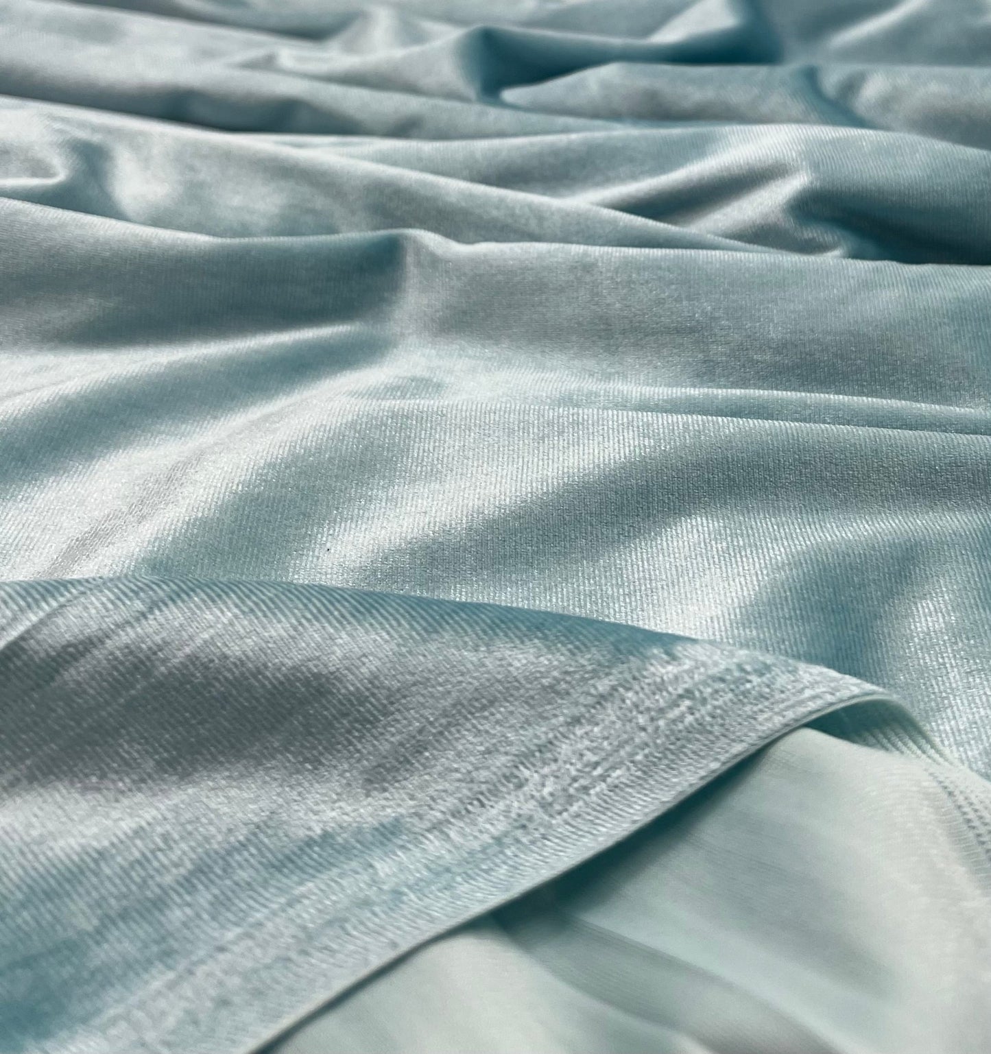 Mint Green Plain Velour Spandex Stretch Fabric - T9 Fabrics