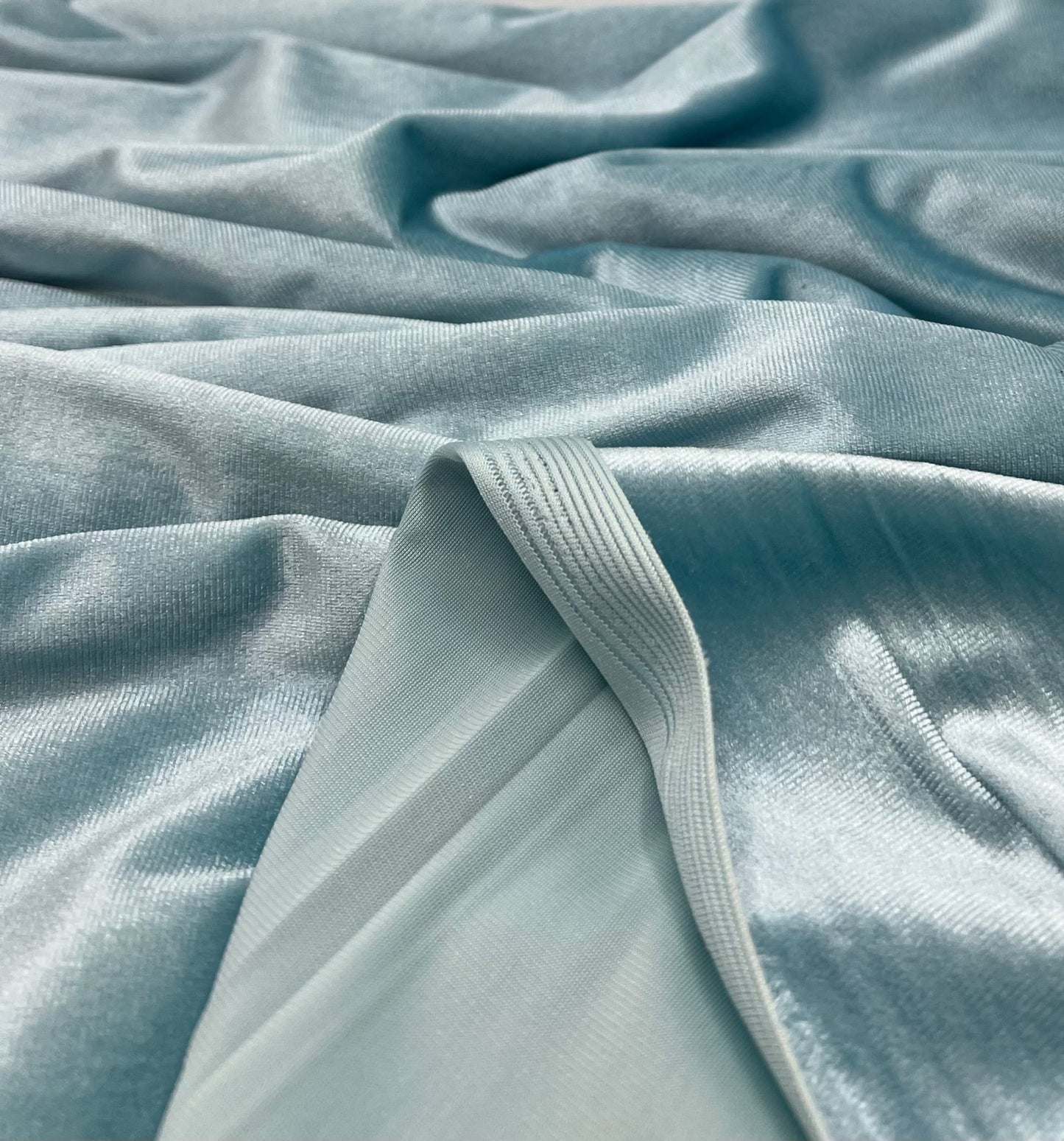 Mint Green Plain Velour Spandex Stretch Fabric - T9 Fabrics