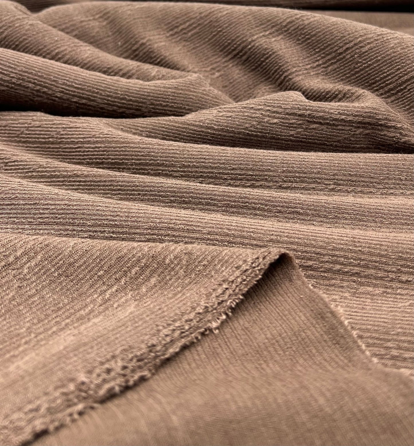 Mocha Soft Striped Textured Stretch Fabric - T9 Fabrics