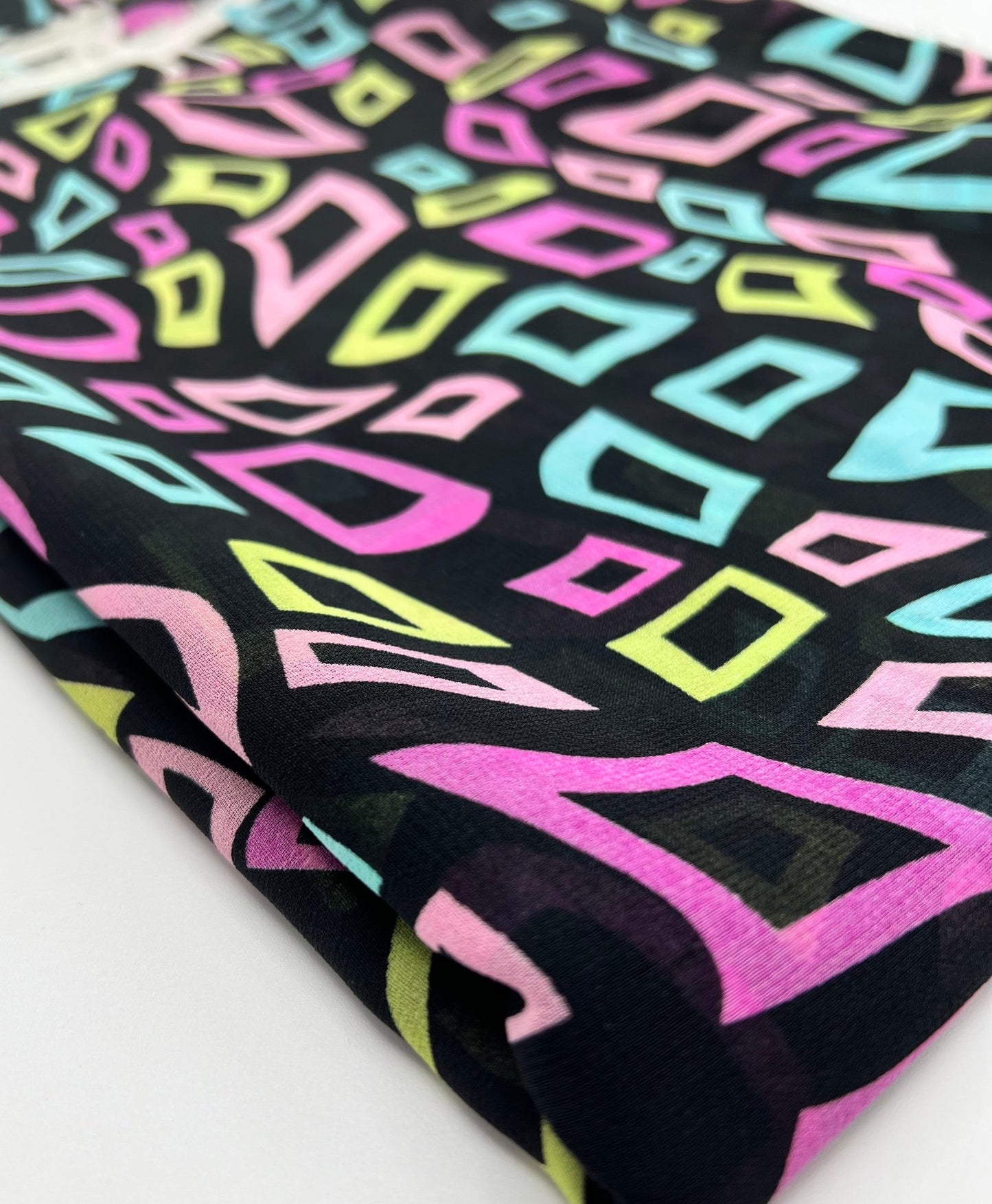 Multi Colour Shape Print Chiffon Sheer Dress Fabric - T9 Fabrics