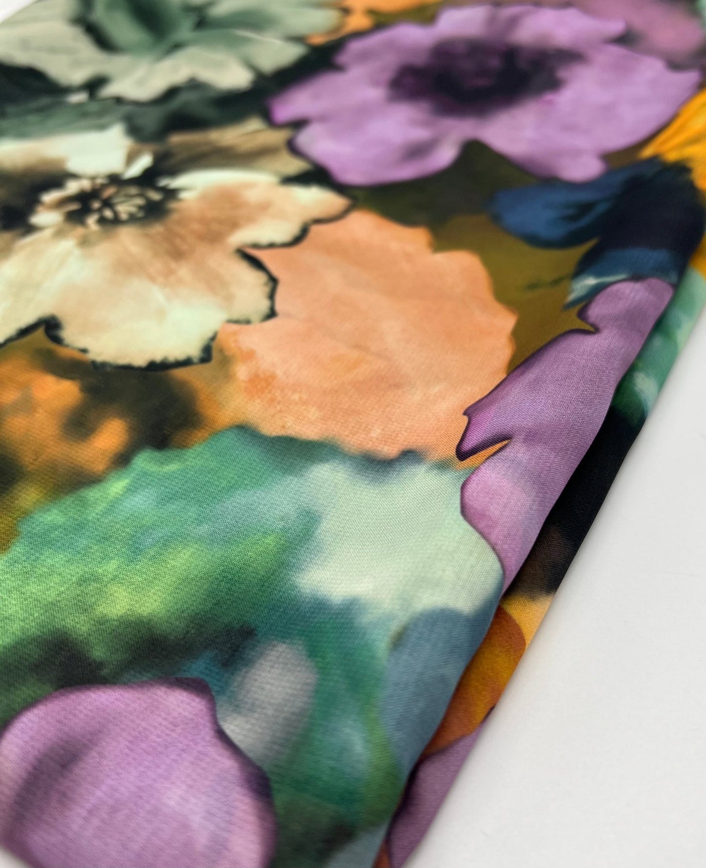 Multi Coloured Large Floral Printed Chiffon Dress Fabric - T9 Fabrics
