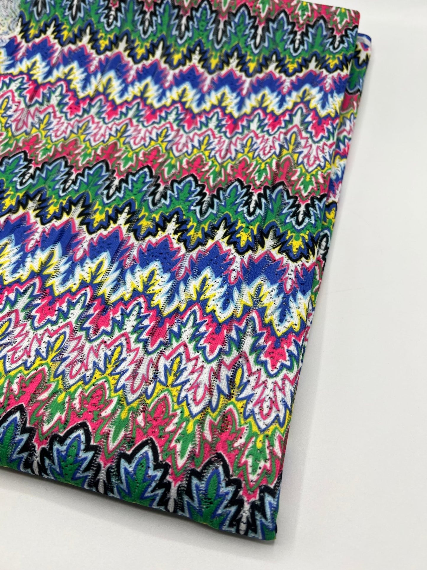 Multi Coloured Textured Net Non Stretch Woven Fabric - T9 Fabrics