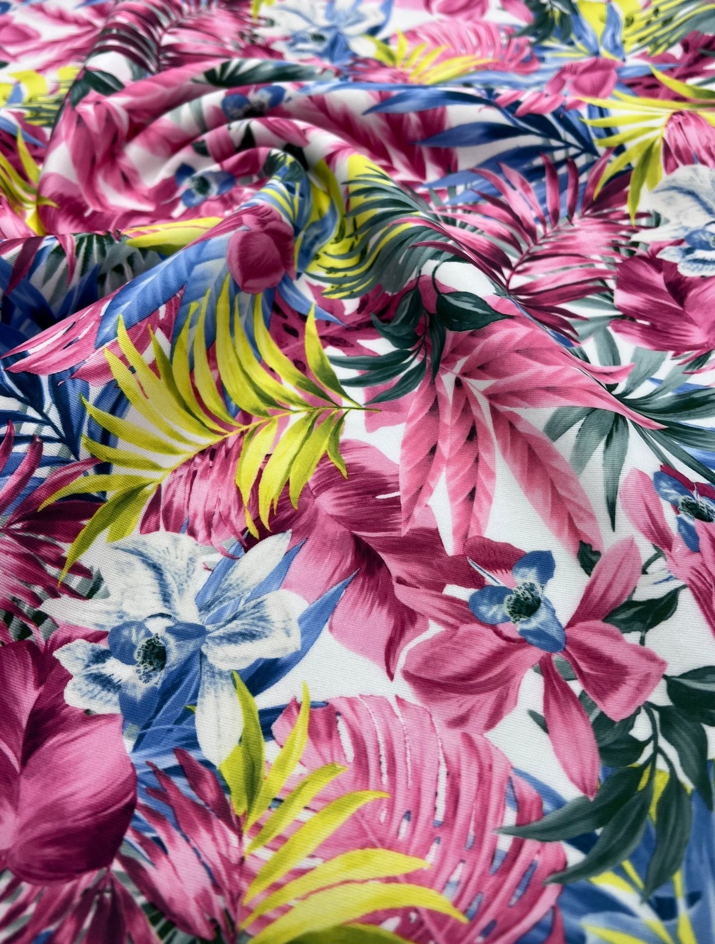Multi Floral Plain Scuba Stretch Fabric - T9 Fabrics