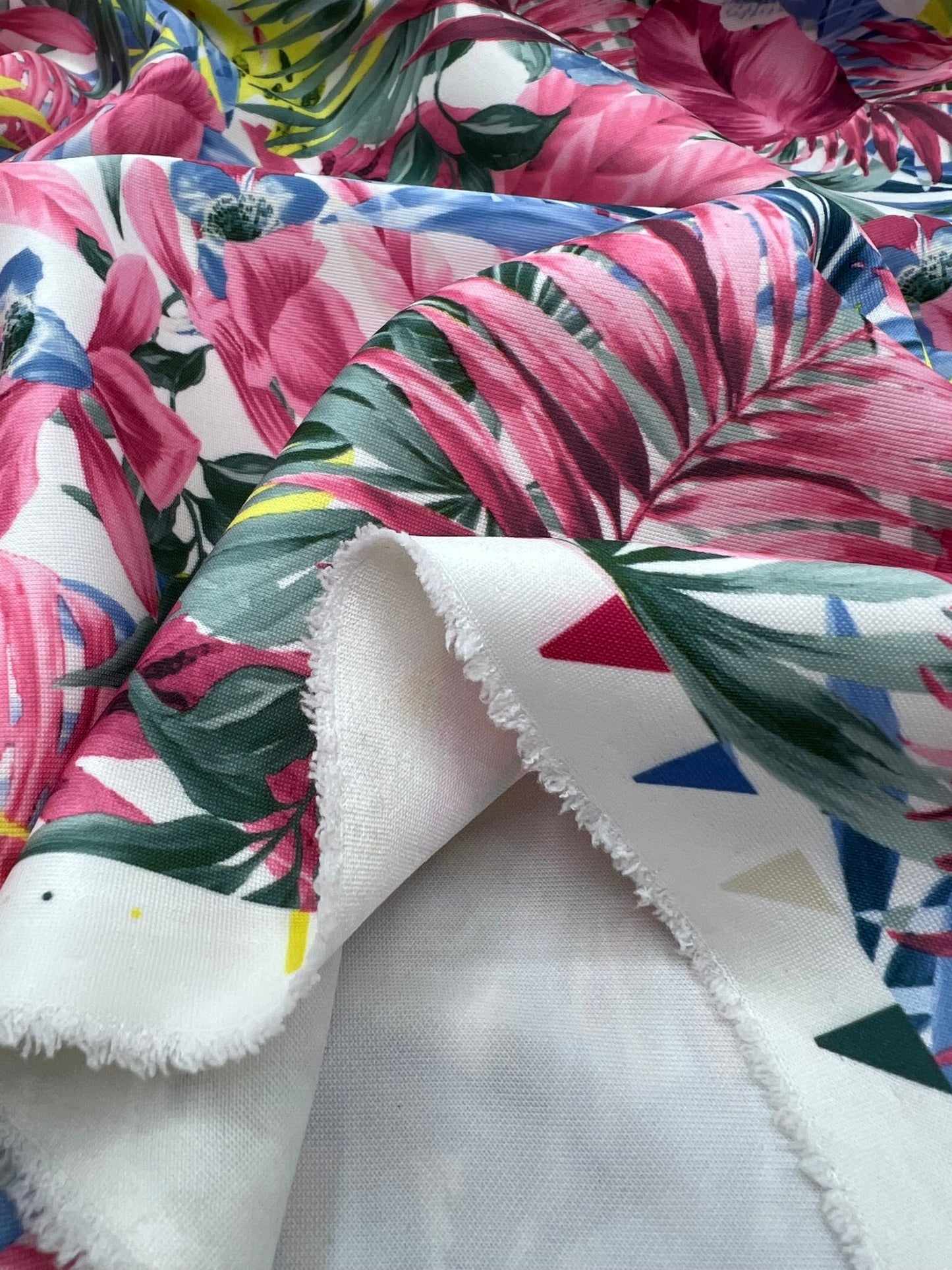 Multi Floral Plain Scuba Stretch Fabric - T9 Fabrics
