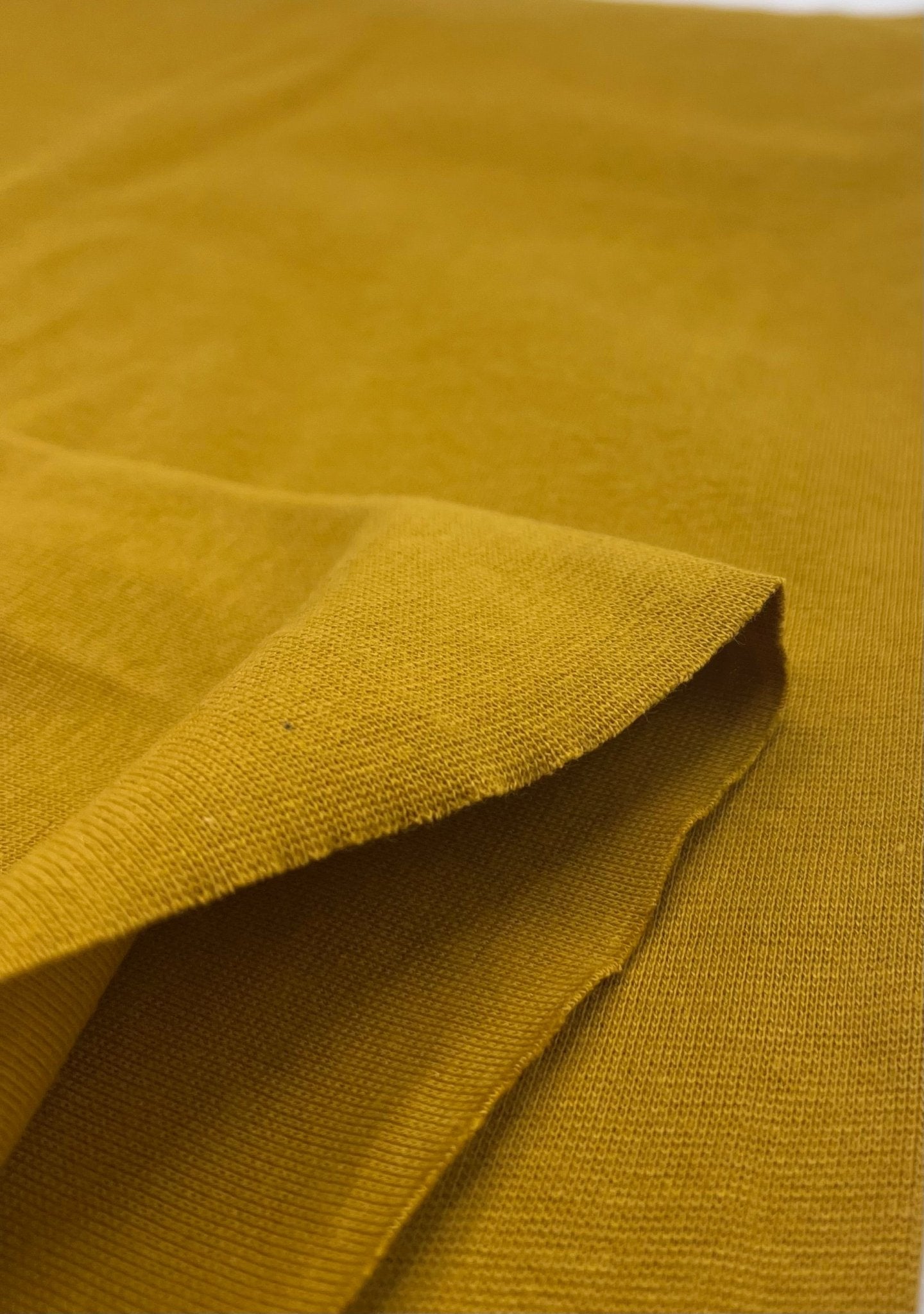 Mustard Jersey Cuffing Ribbing Fabric 270 GSM Cotton Knit 70cm Wide - T9 Fabrics