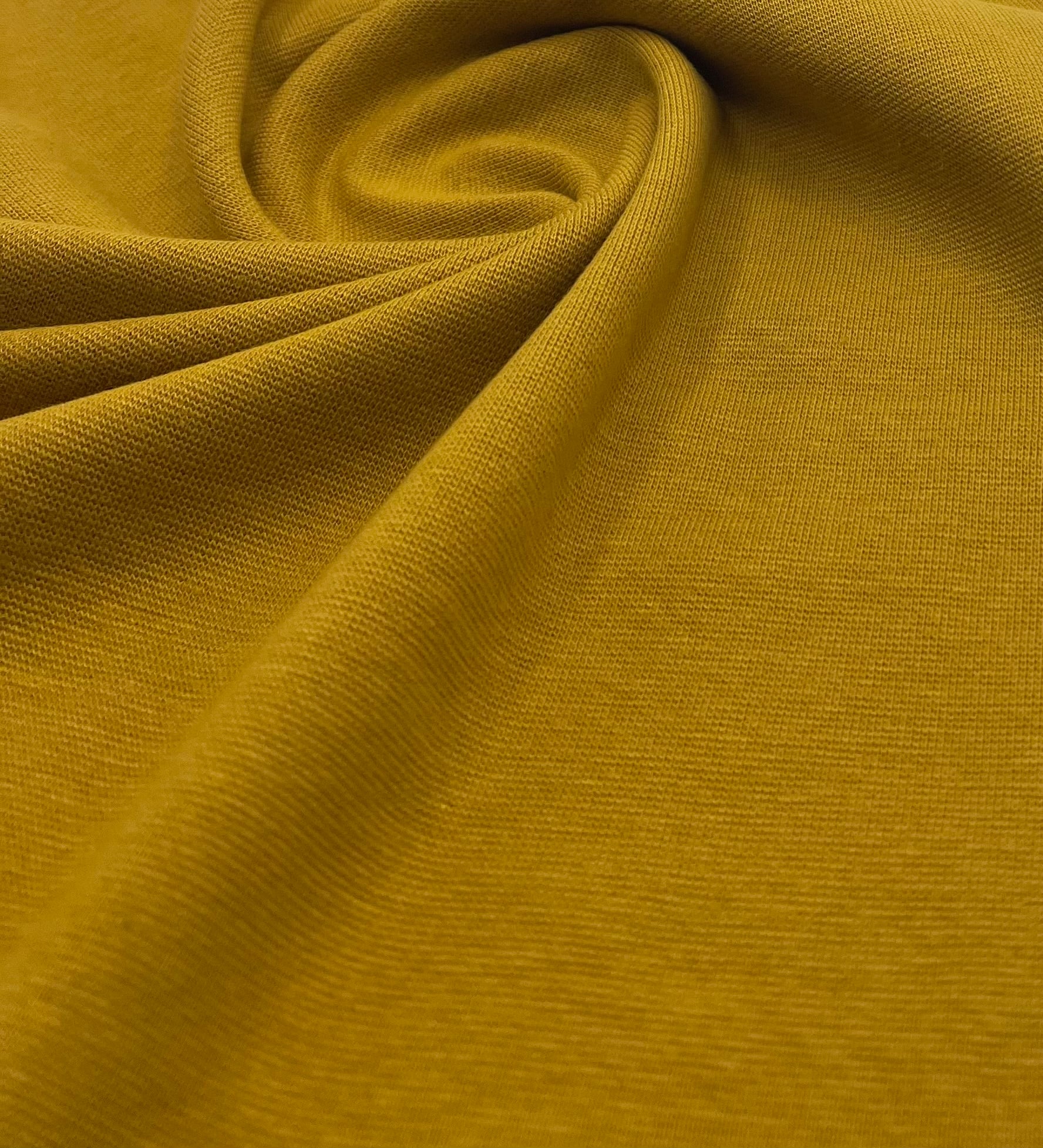 Mustard Jersey Cuffing Ribbing Fabric 270 GSM Cotton Knit 70cm Wide - T9 Fabrics